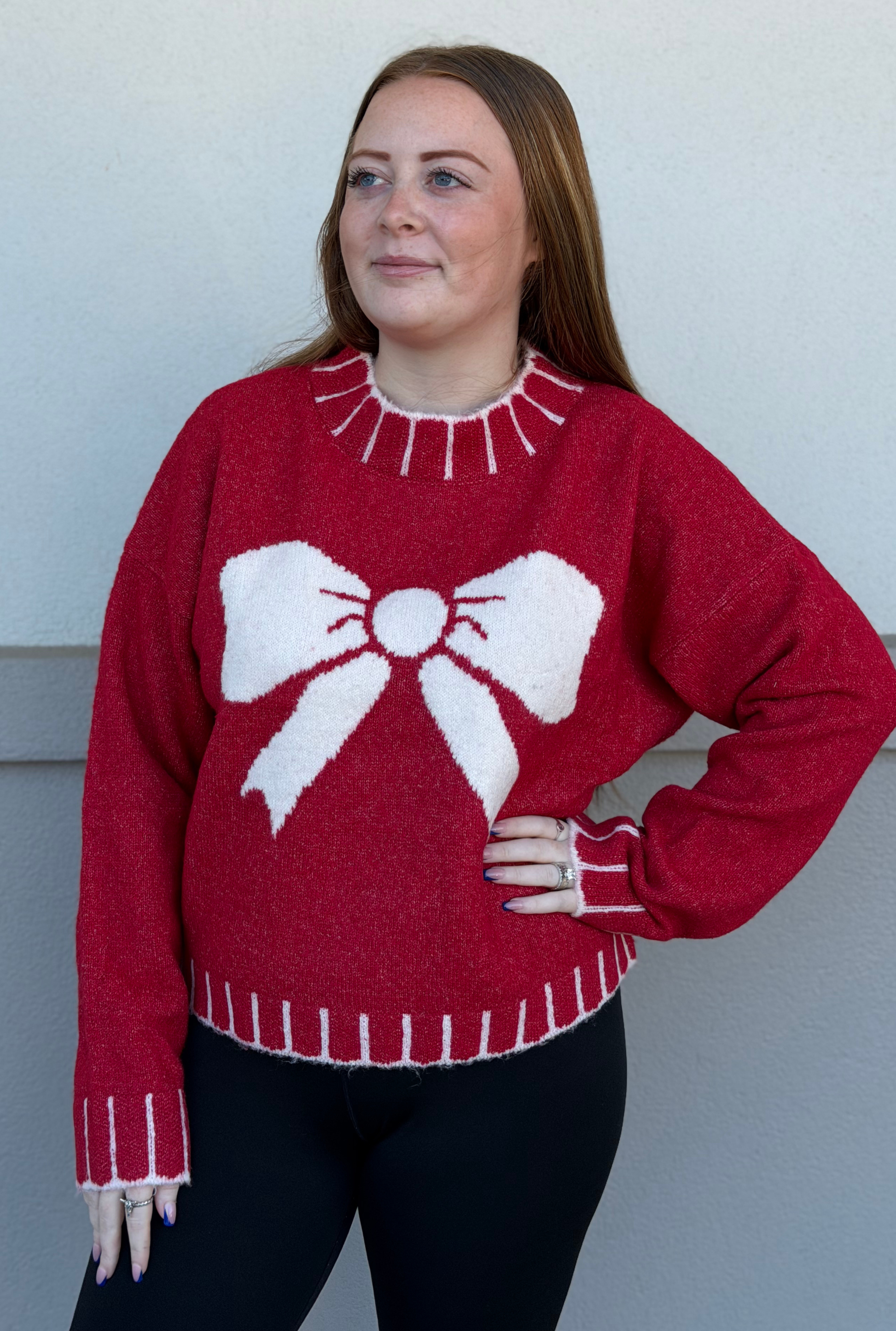 RED BOW SWEATER TOP