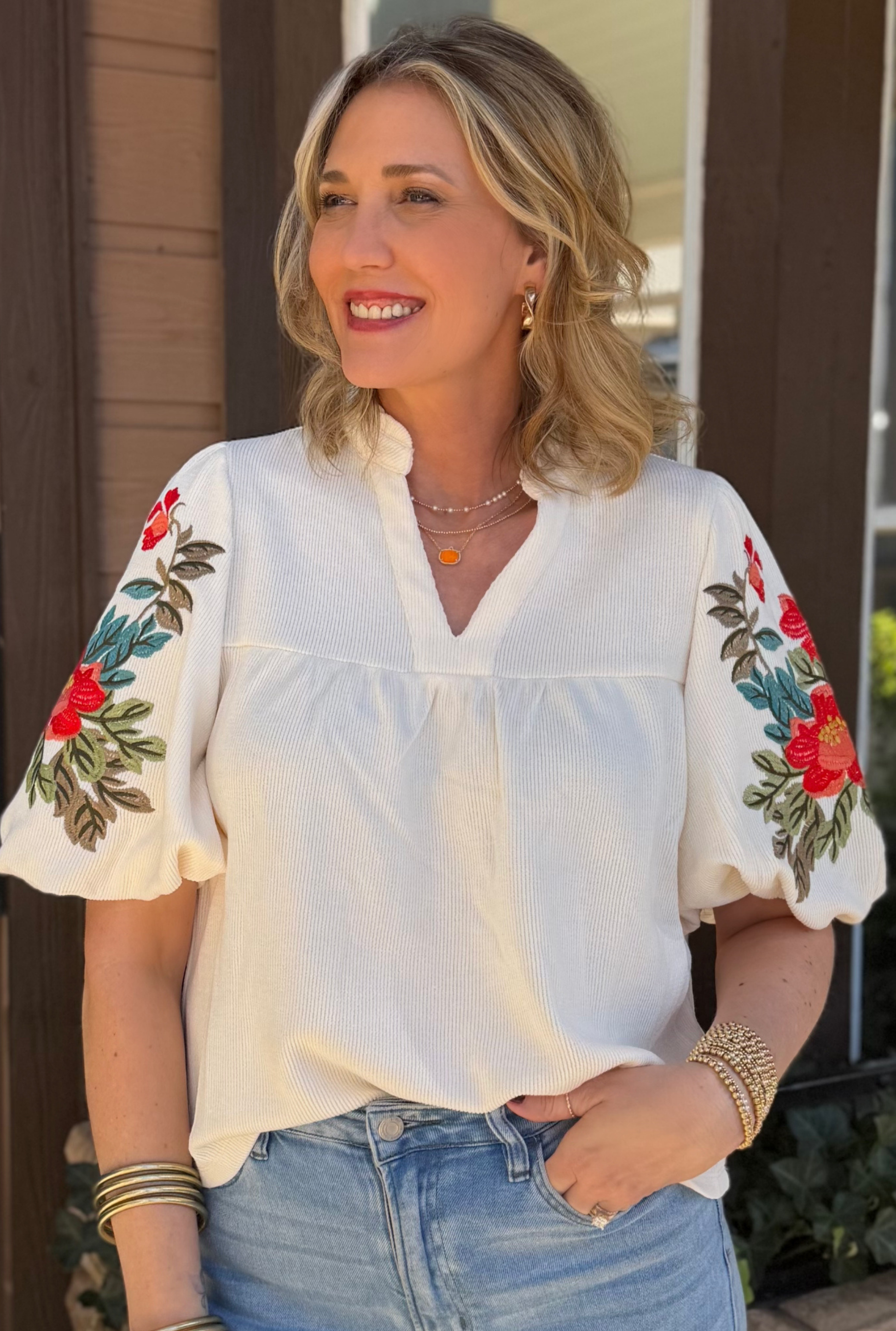 FINLEY EMBROIDERED TOP