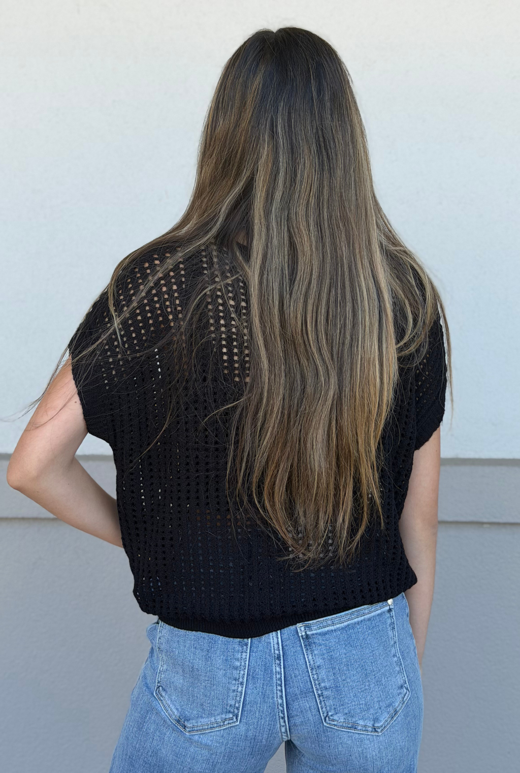 BLACK SHEER VEST TOP