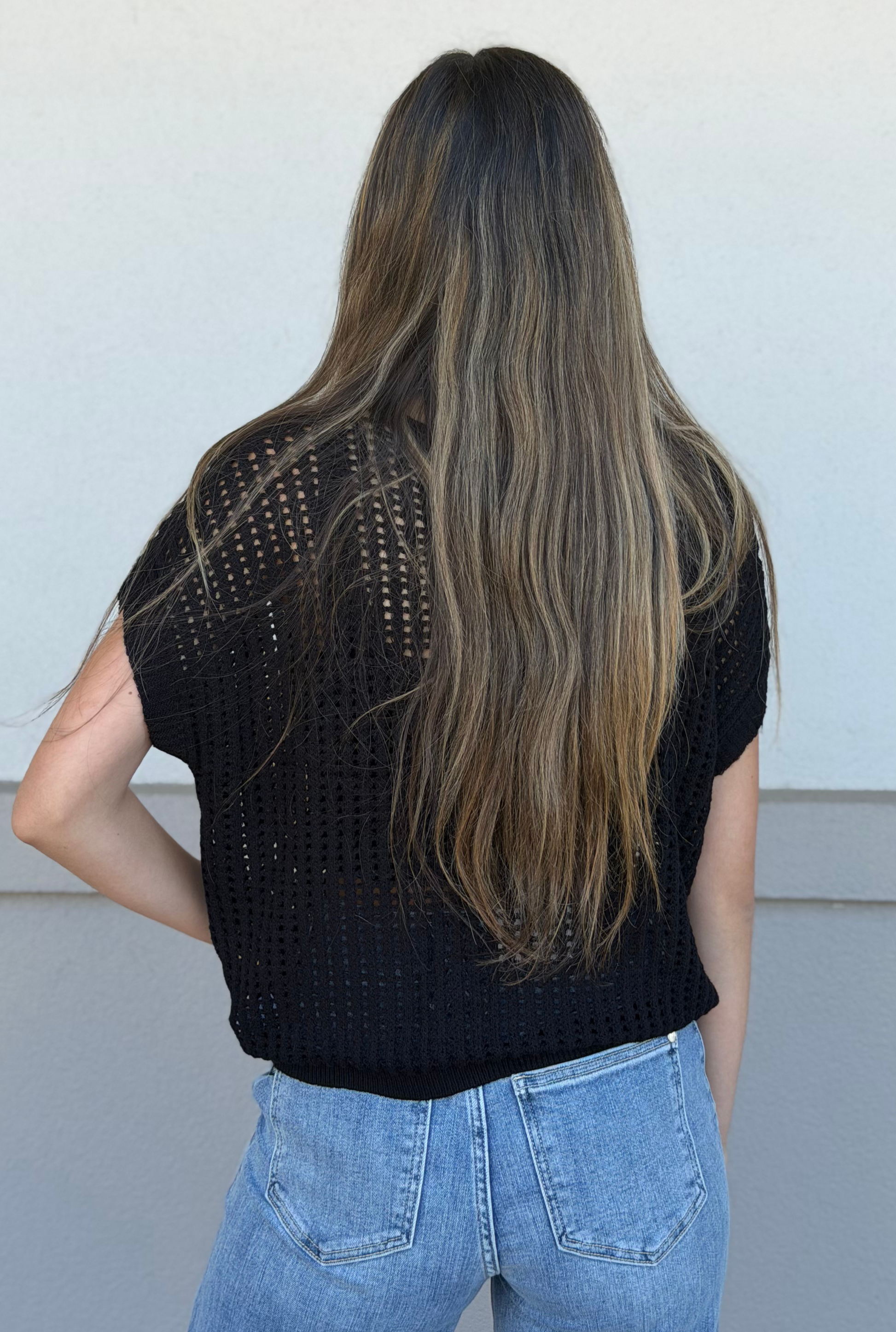BLACK SHEER VEST TOP