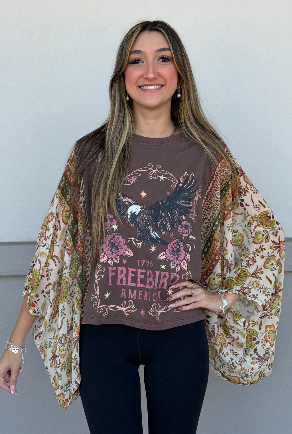 Puff' Free Bird Soaring Kaftan Graphic Top