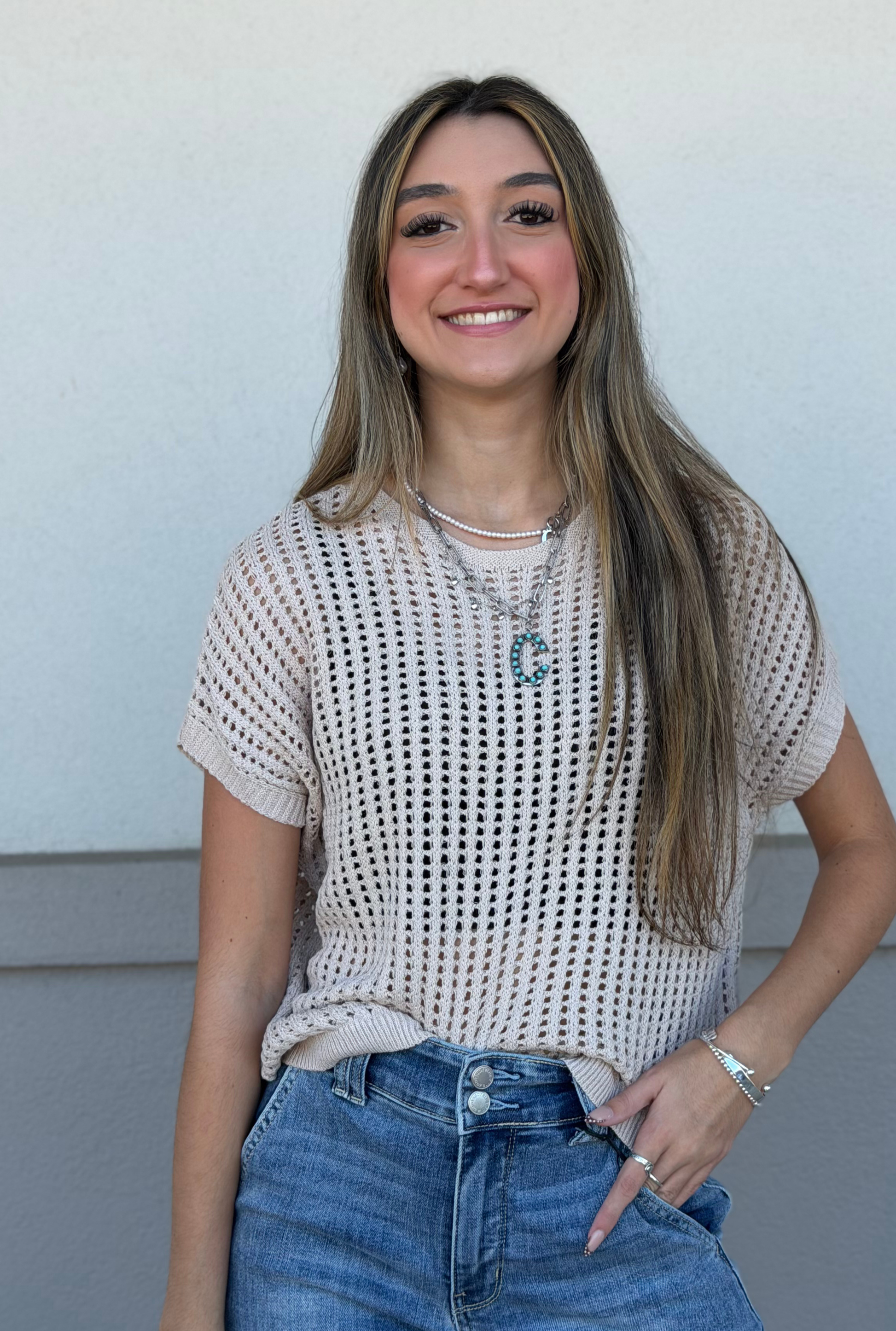 TAUPE SHEER VEST TOP