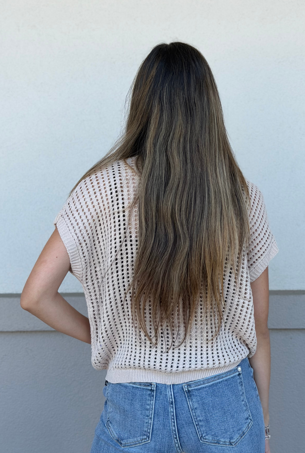 TAUPE SHEER VEST TOP