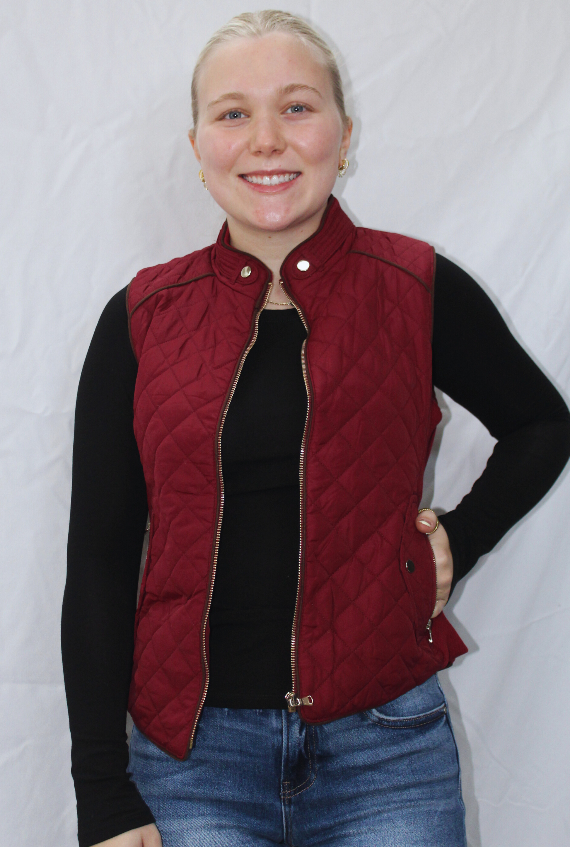 DARK WINE QUILTED VEST
