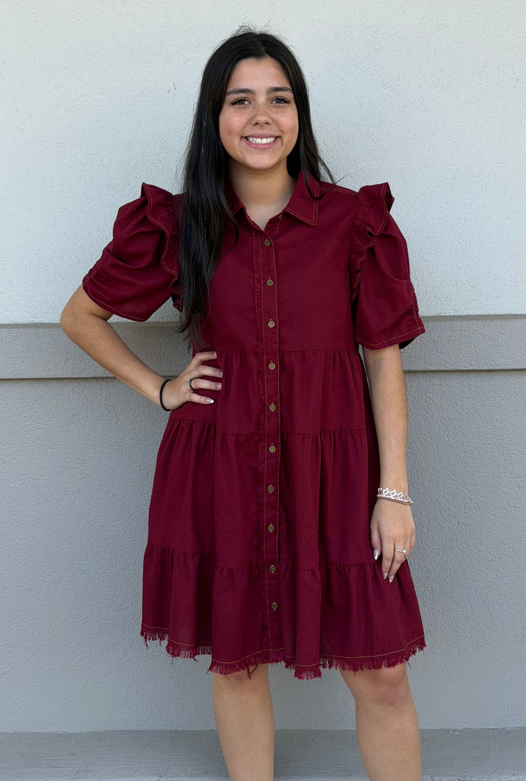 BURGUNDY FALL DRESS – Six Shooter Junction Boutique