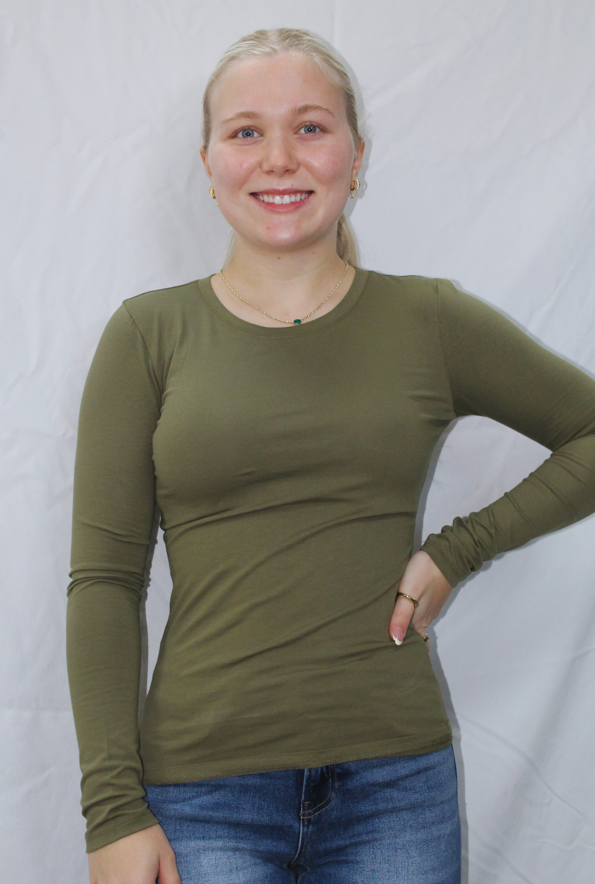 OLIVE GREEN SPANDEX JEYSEY TOP