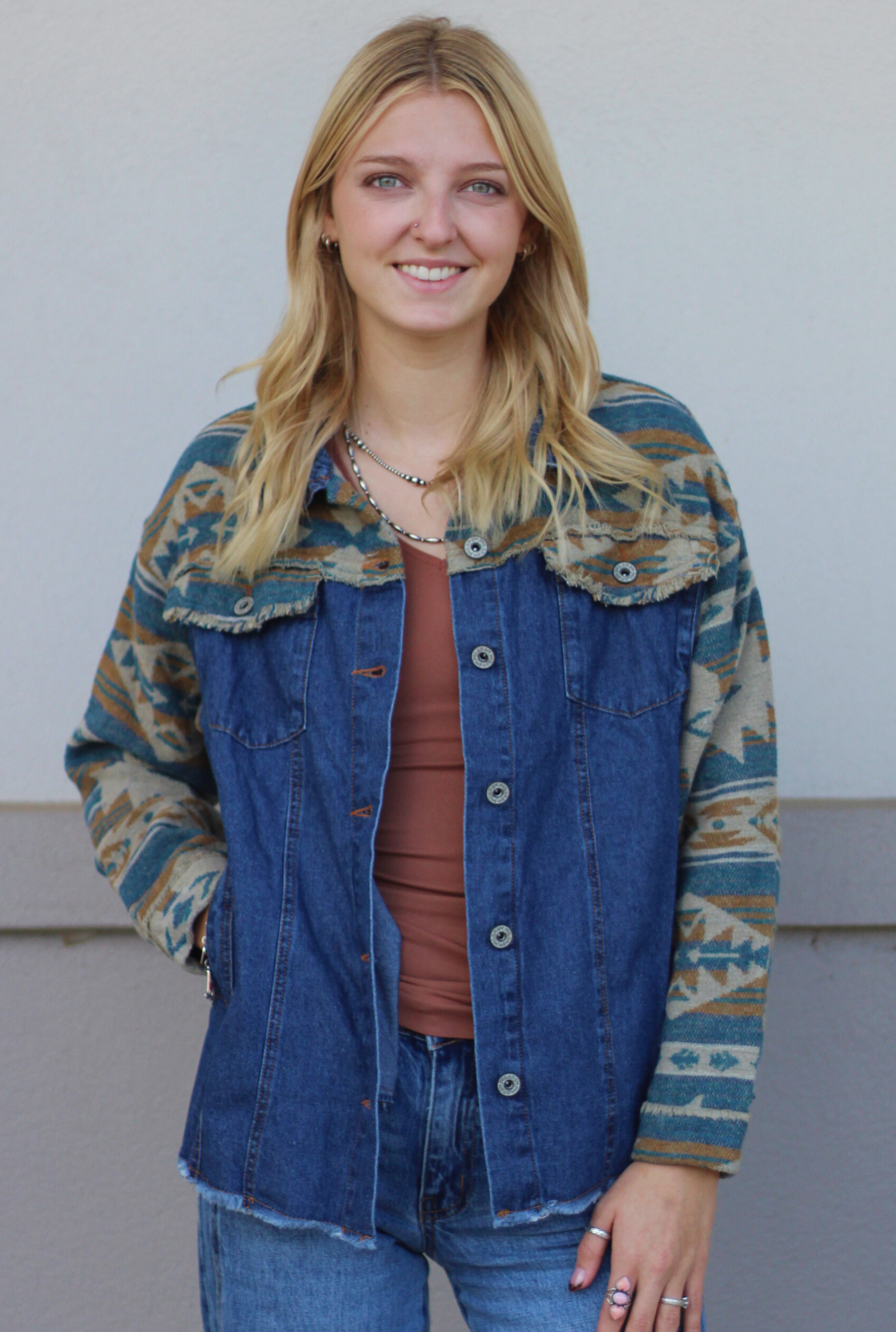 AZTEC WASHED DENIM JACKET