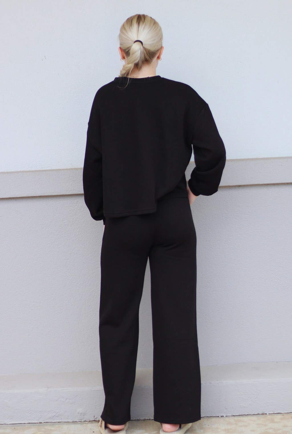 BLACK FRENCH RIB PULLOVER & PANTS SET