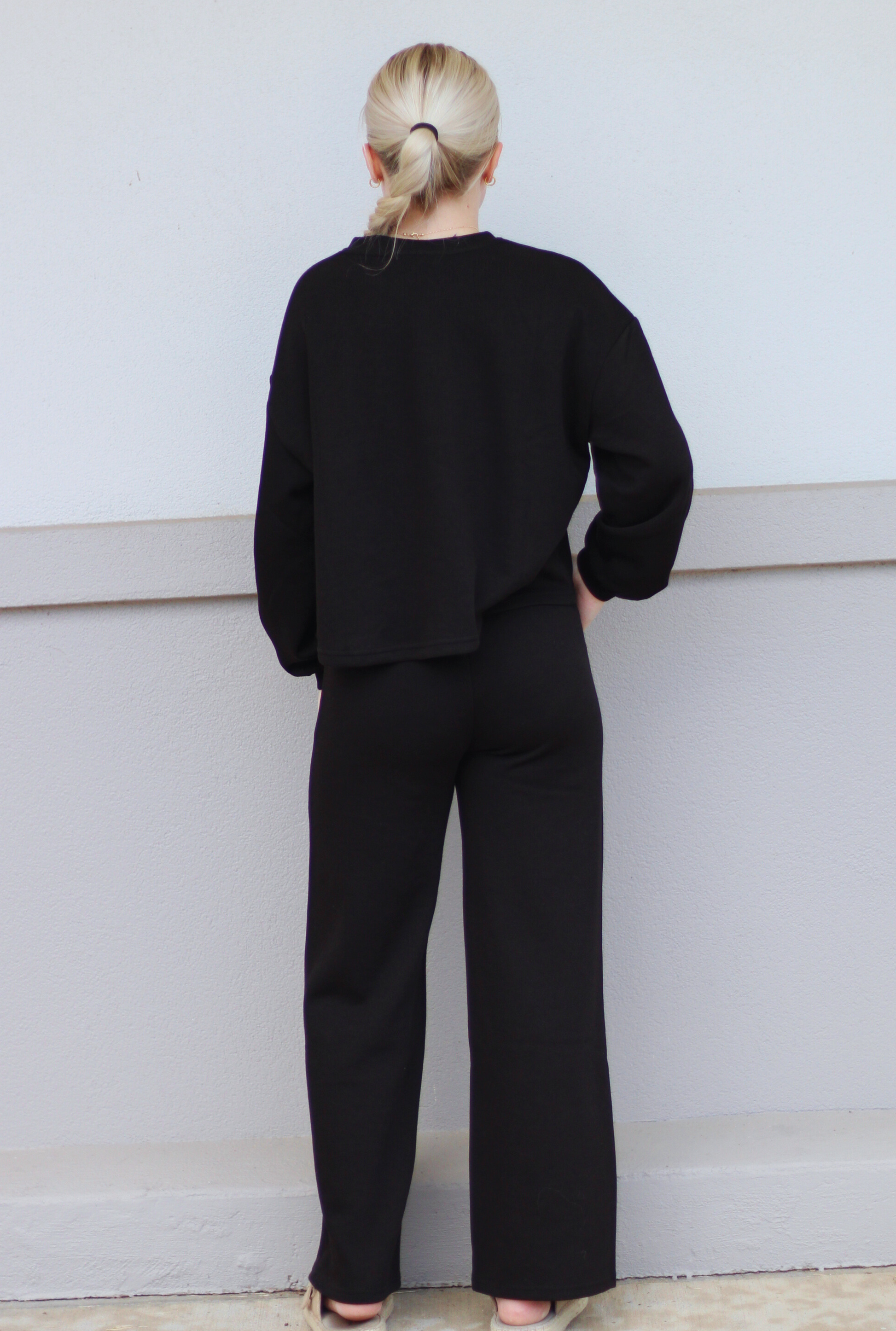 BLACK FRENCH RIB PULLOVER & PANTS SET