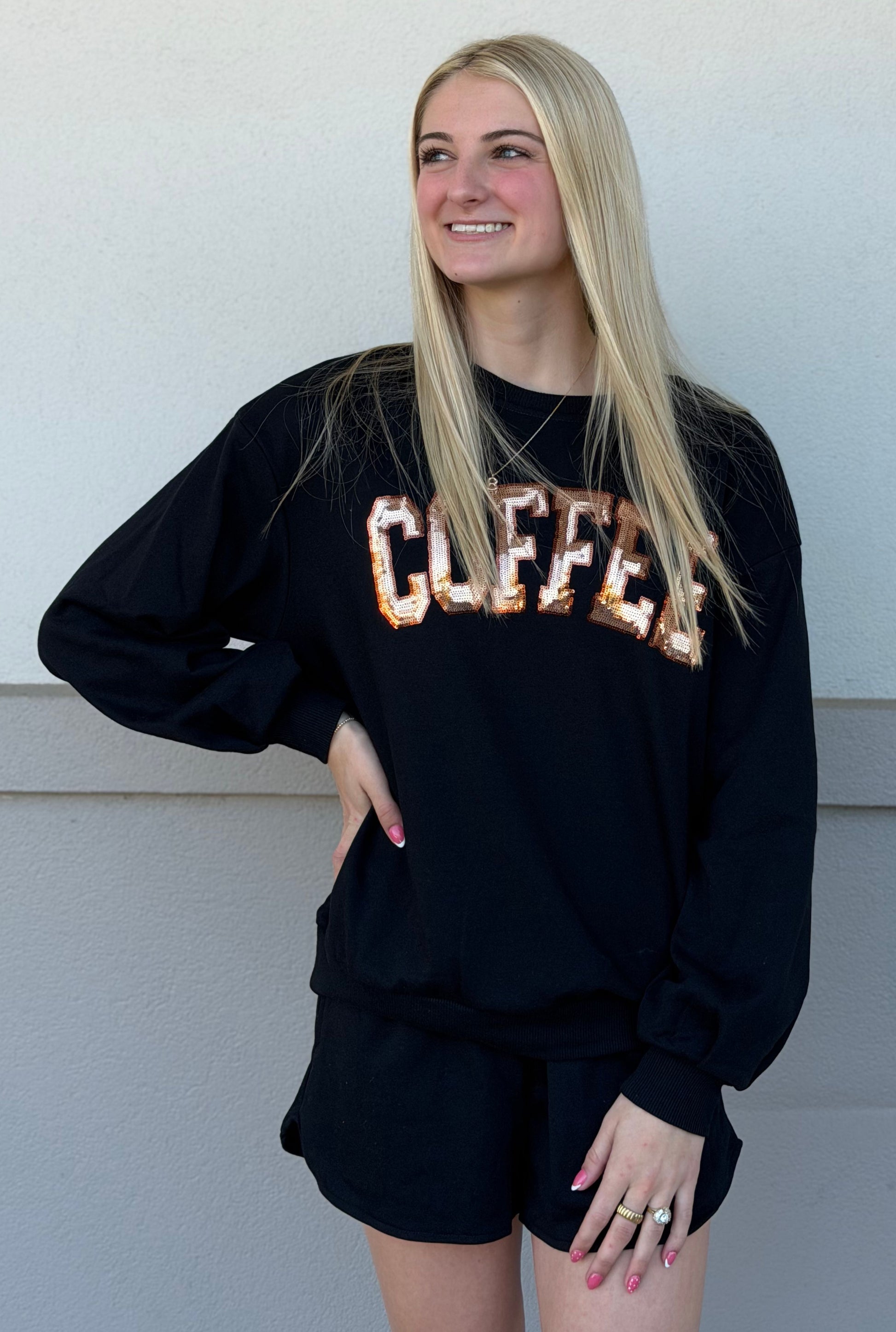 BLACK COFFEE SEQUIN SET