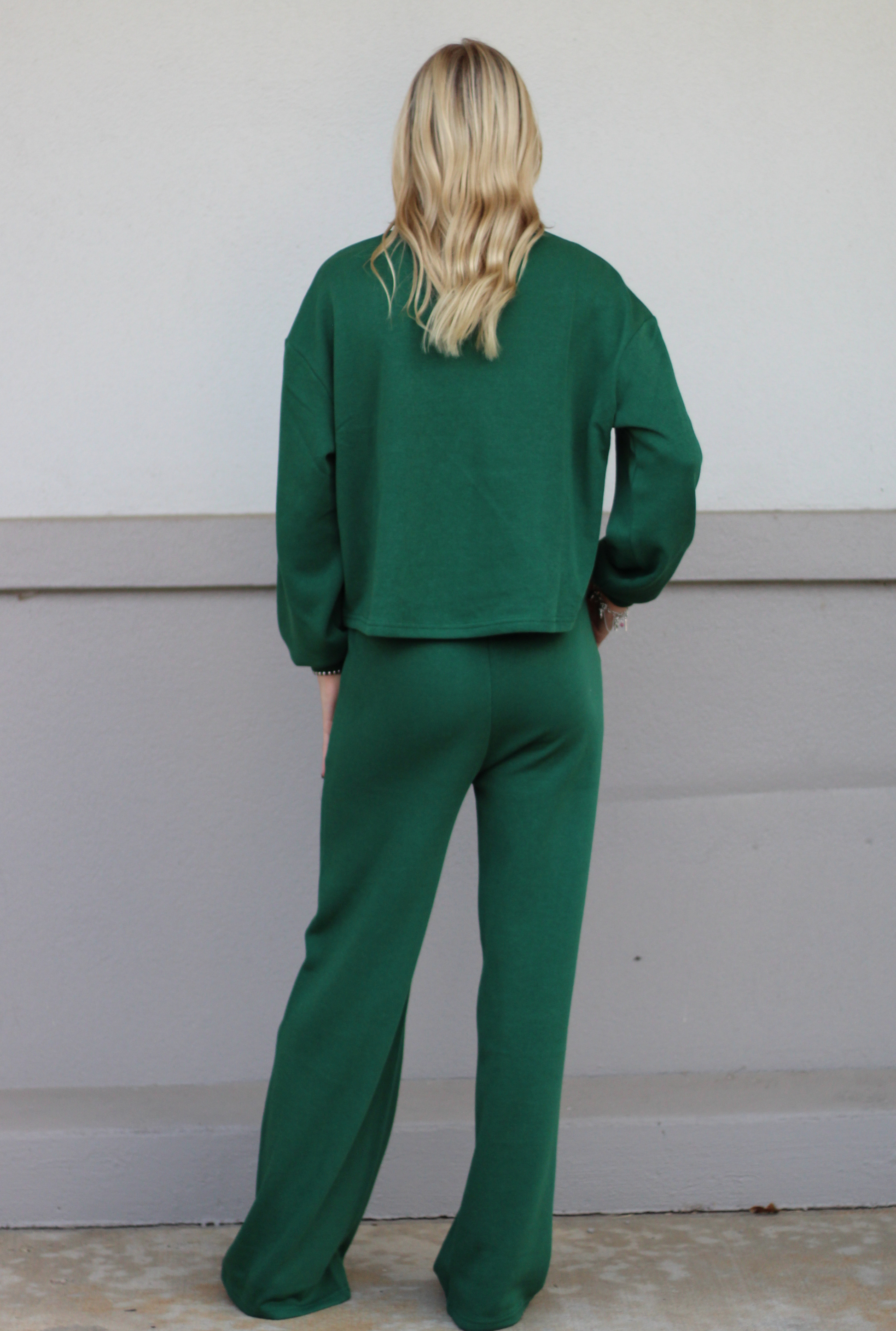 GREEN FRENCH RIB PULLOVER & PANTS SET
