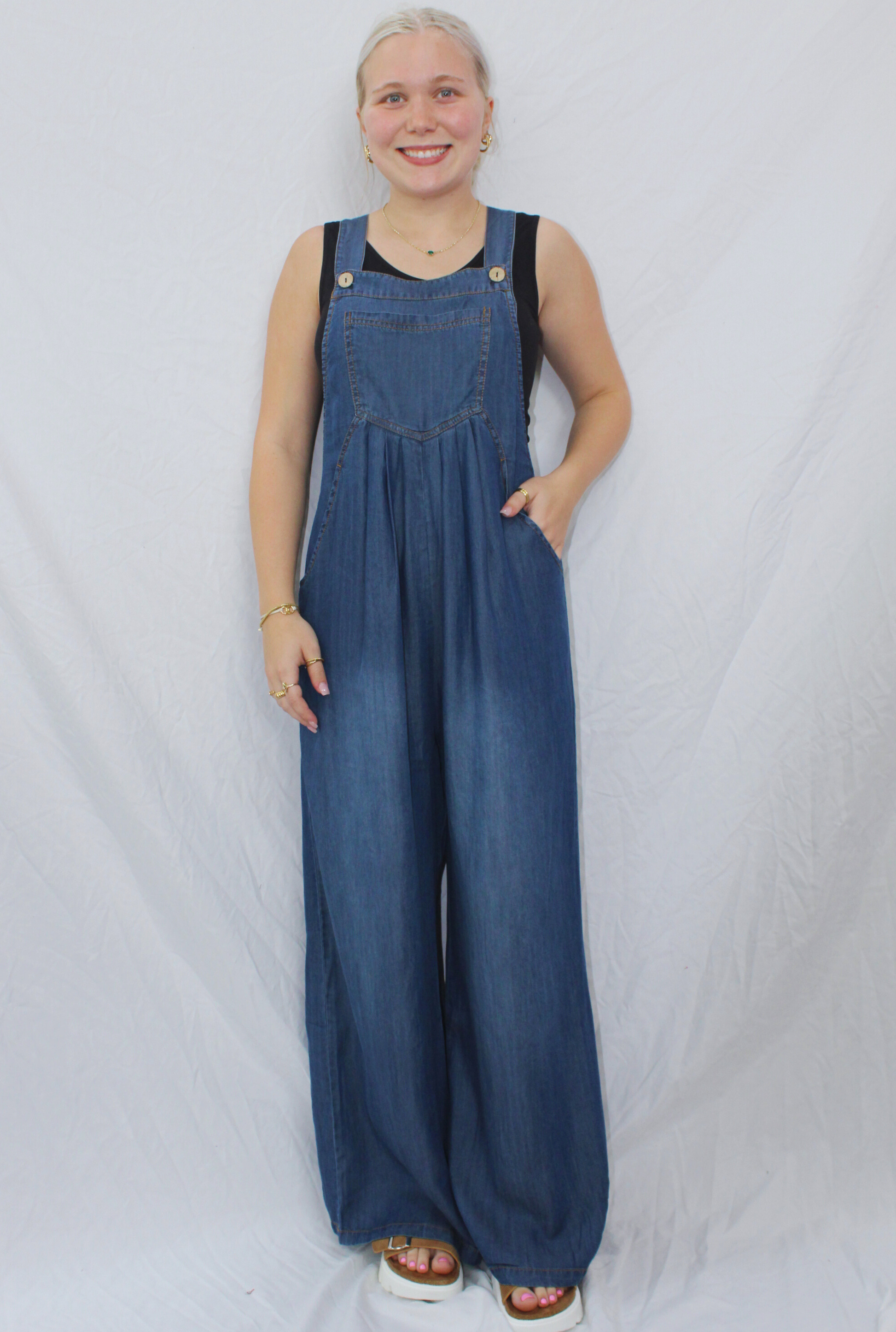 DARK WASH OVERALL JUMPSUIT