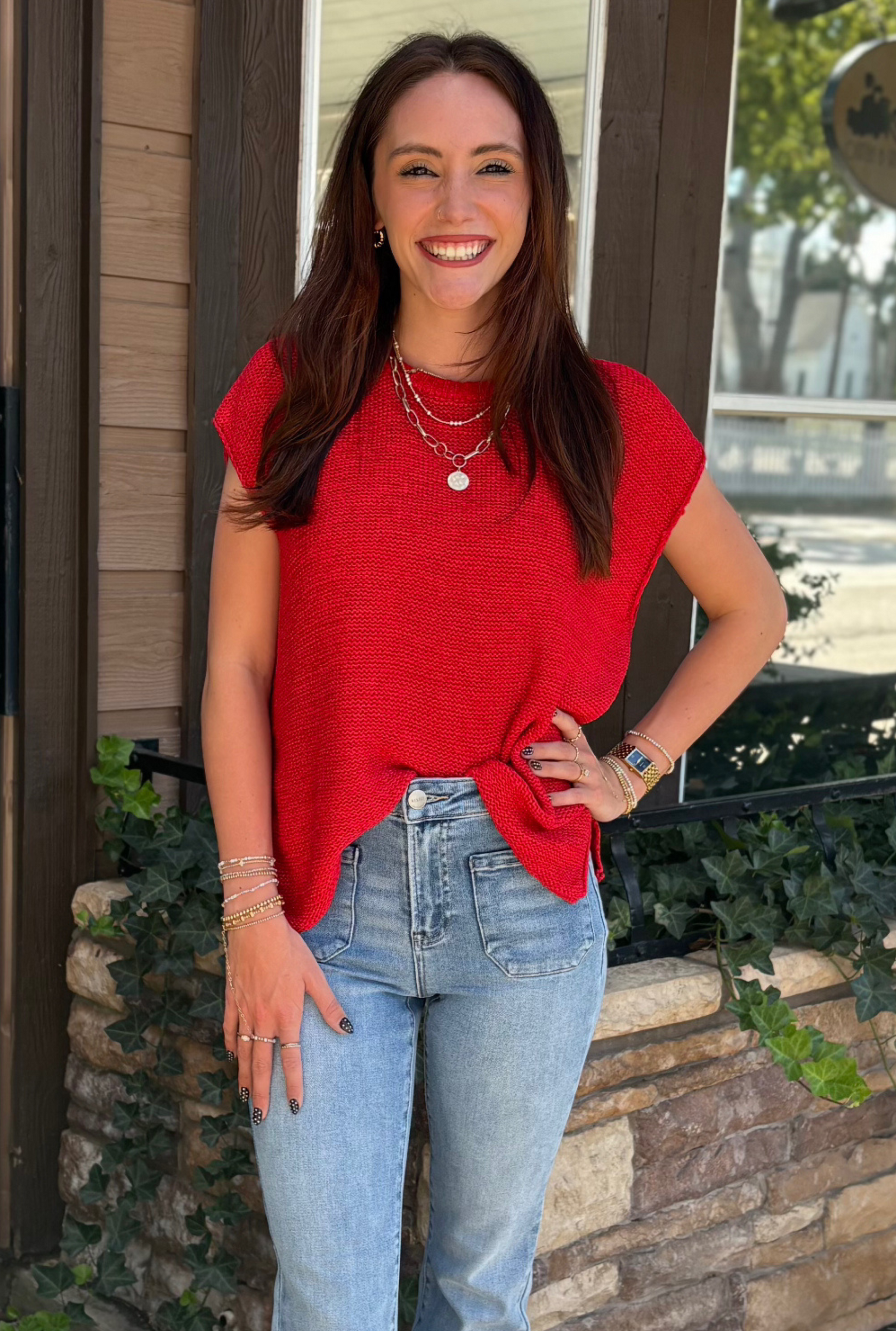 RUBY OVERSIZED CREW NECK SWEATER VEST