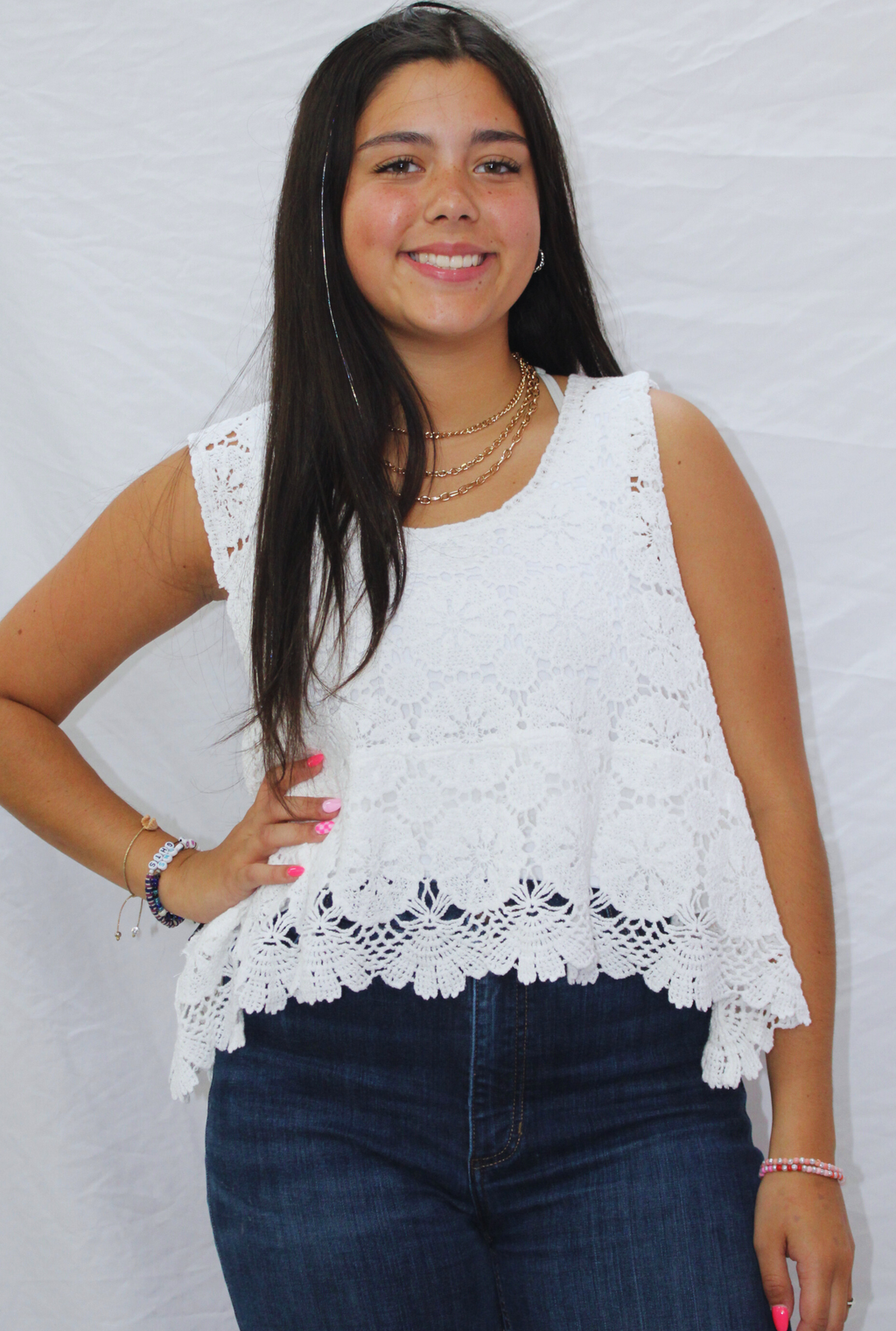 WHITE EYELET VEST