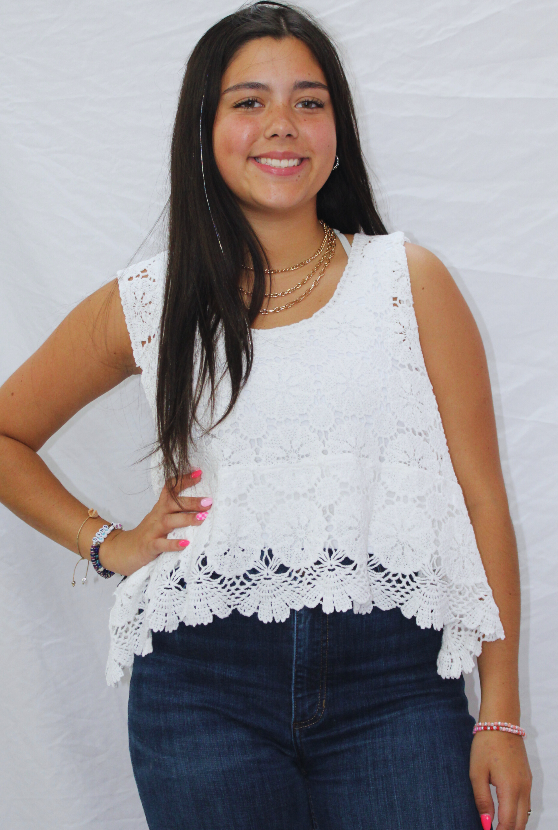 WHITE EYELET VEST