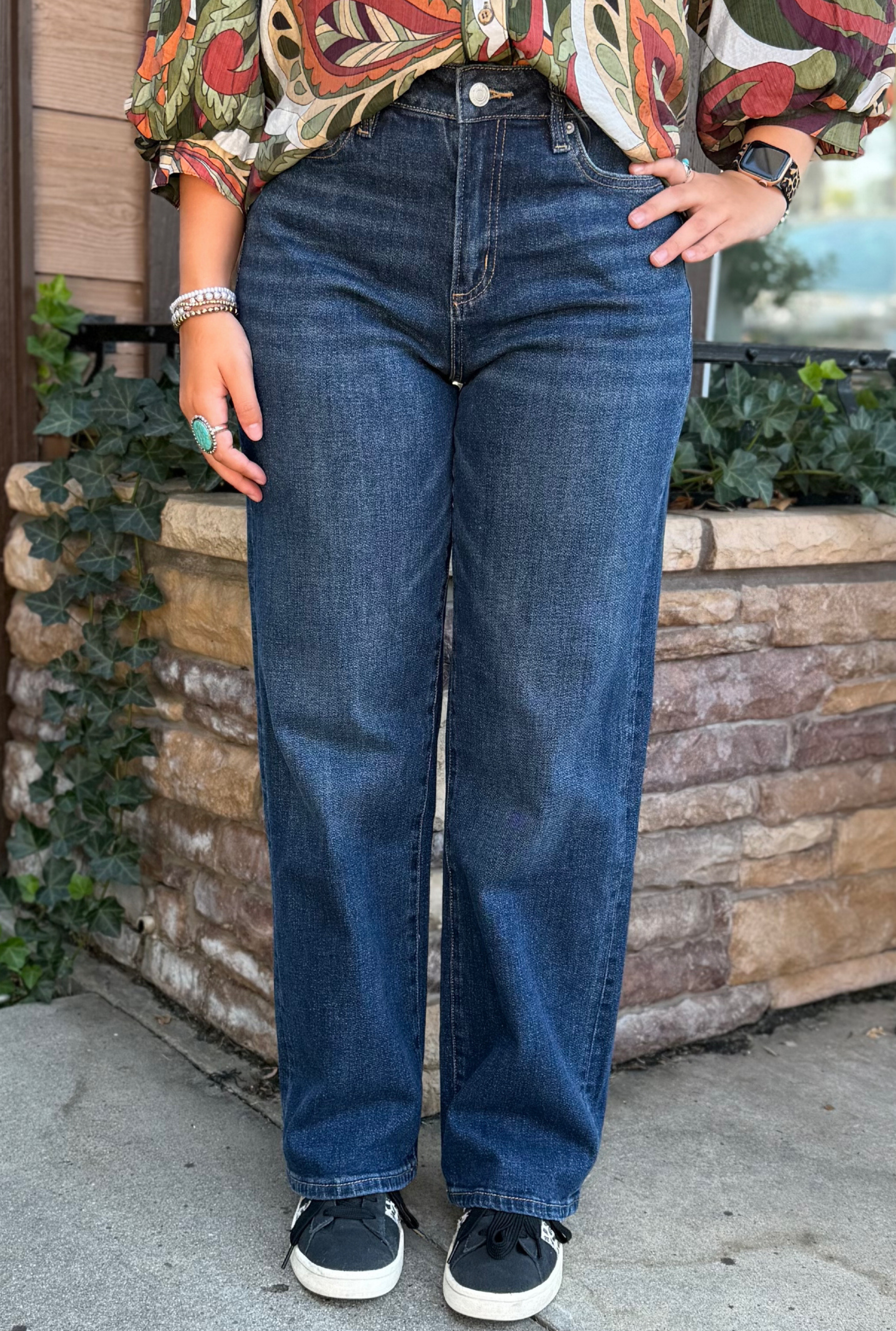 High Rise Loose Fit Straight Leg Jeans