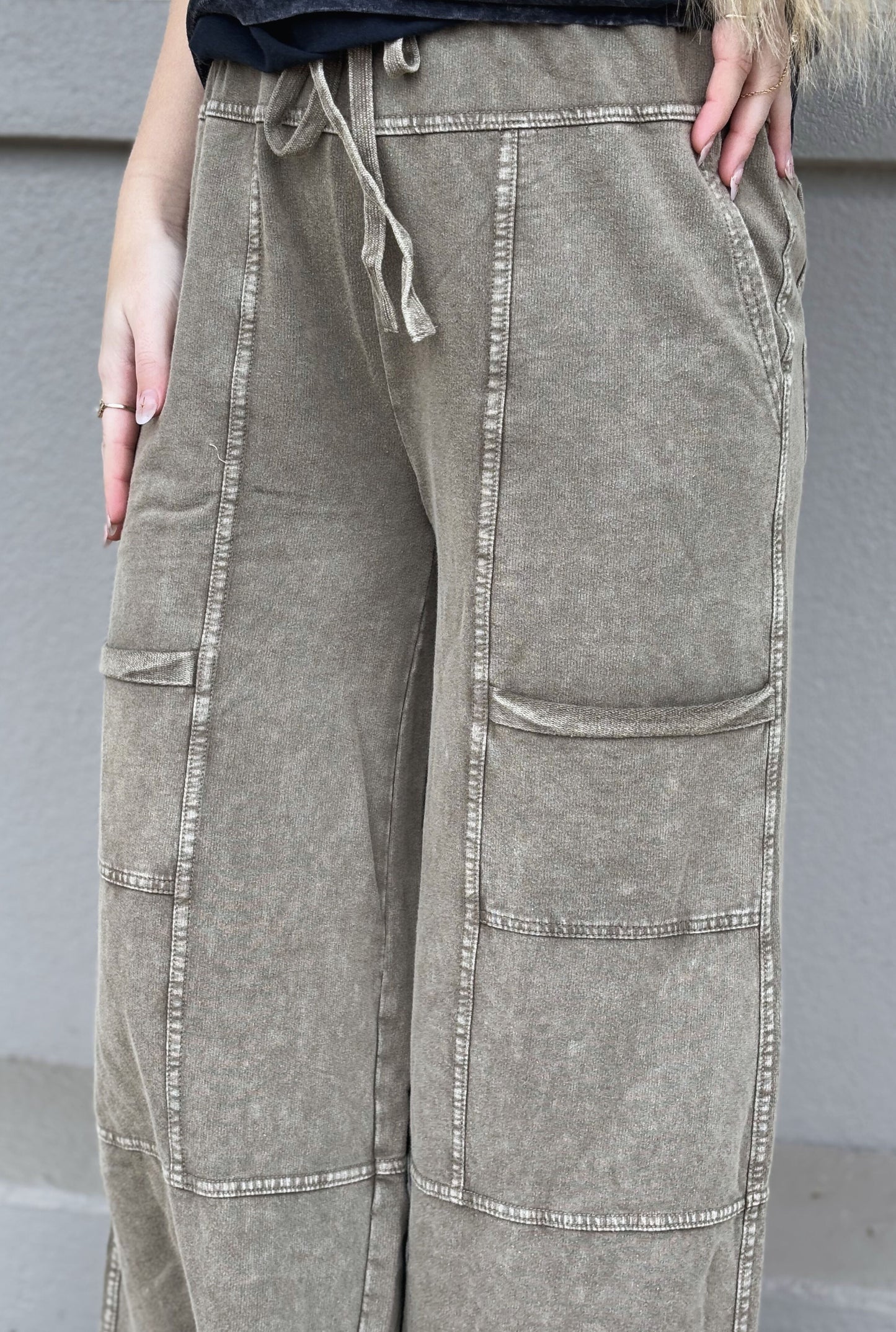 MOCHA MINERAL TERRY PANTS