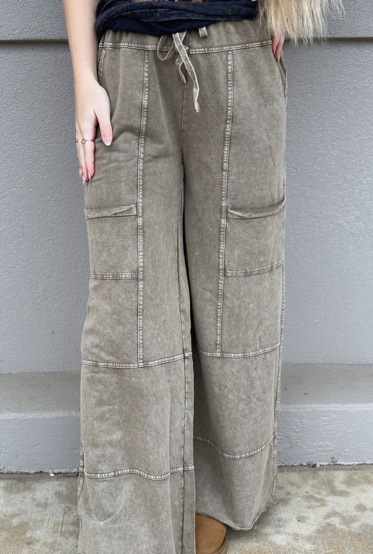 MOCHA MINERAL TERRY PANTS