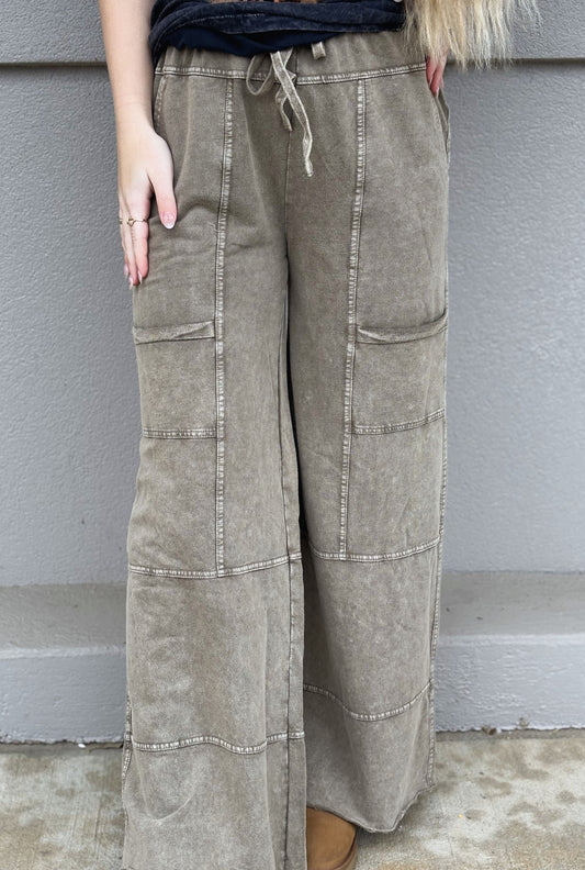 MOCHA MINERAL TERRY PANTS