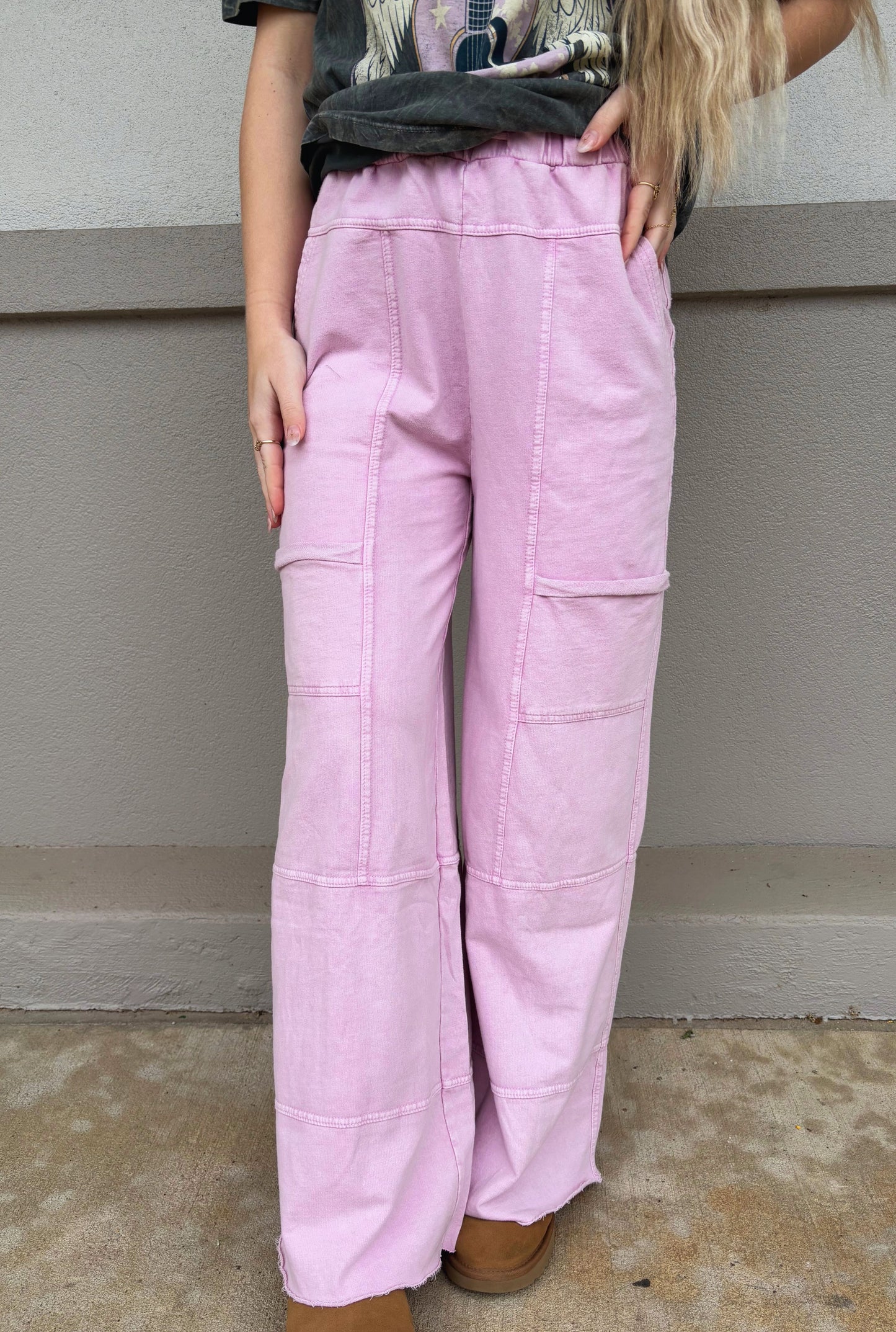 PINK MINERAL TERRY PANTS