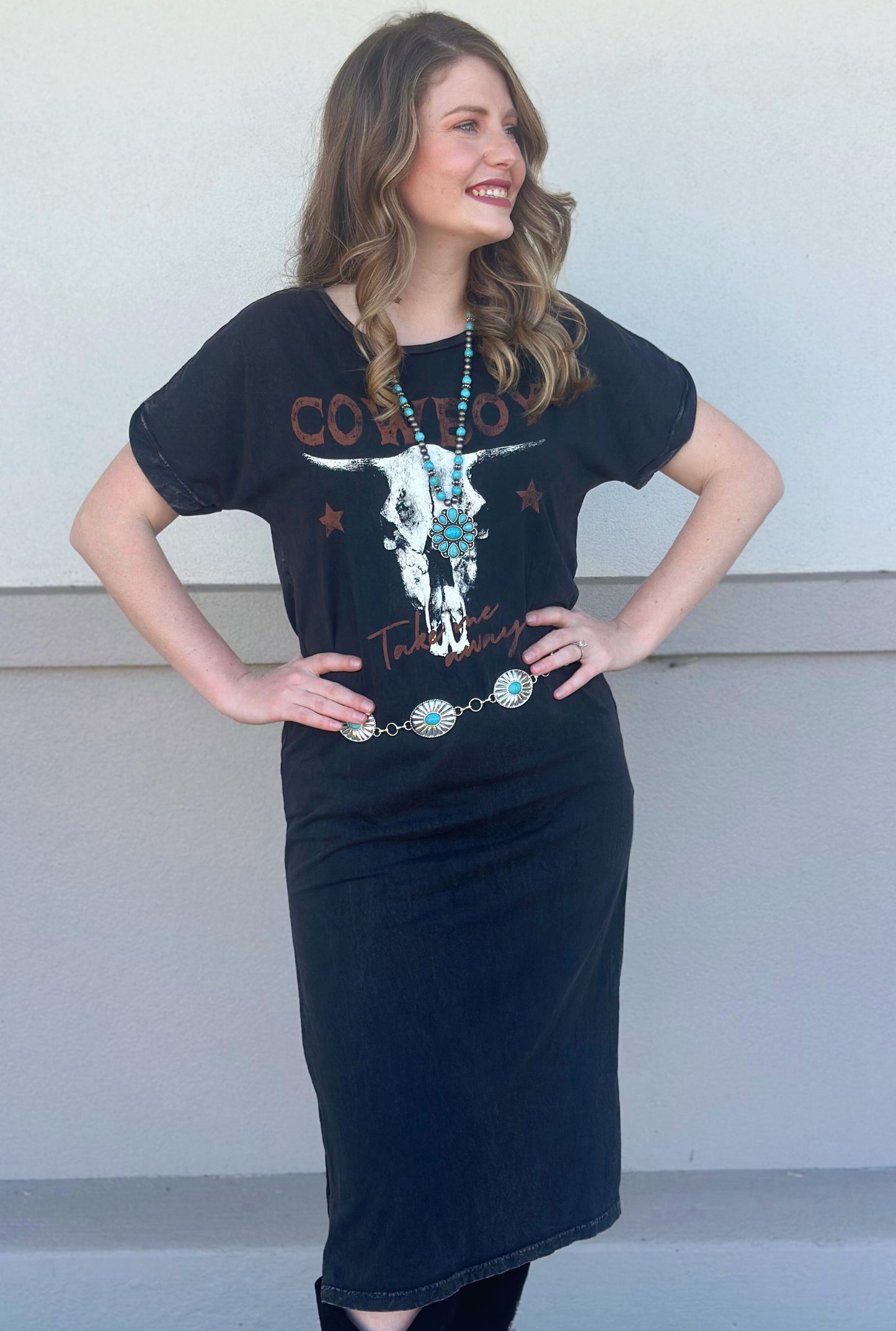 COWBOY GRAPHIC TEE DRESS