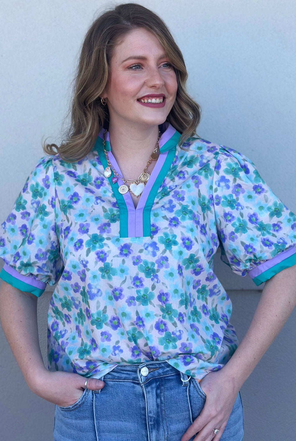 BLUE MAY FLOWERS TOP