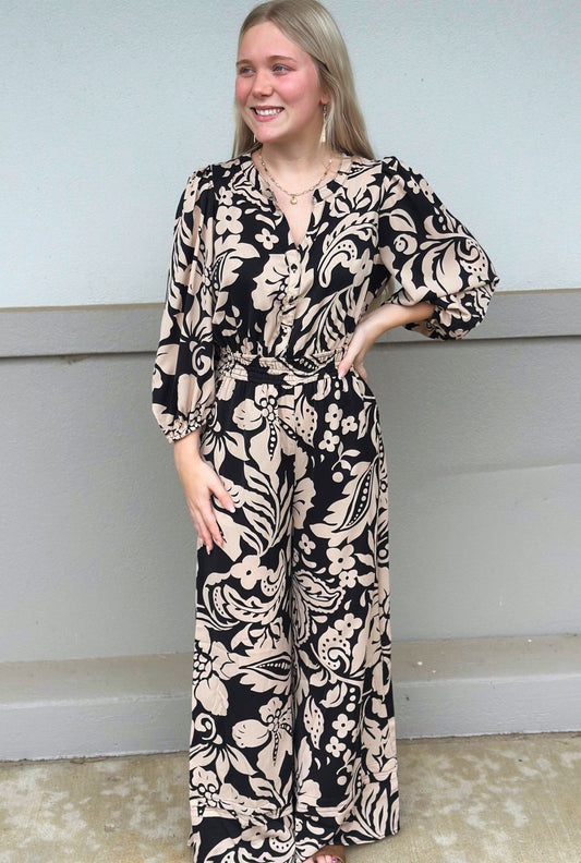 BLACK BOLD JUNGLE JUMPSUIT