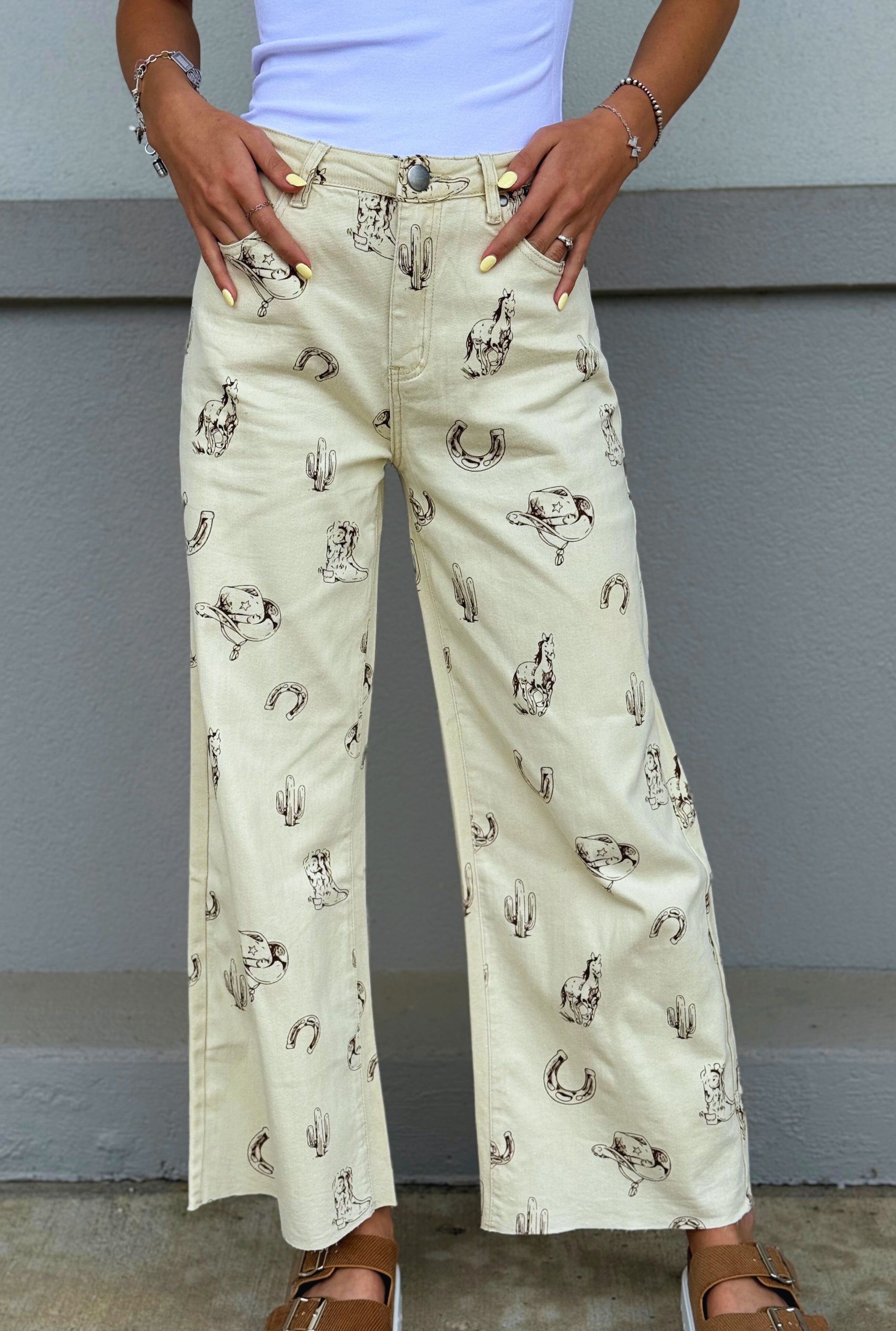 WESTERN PRINTED WASHED TWILL PANTS