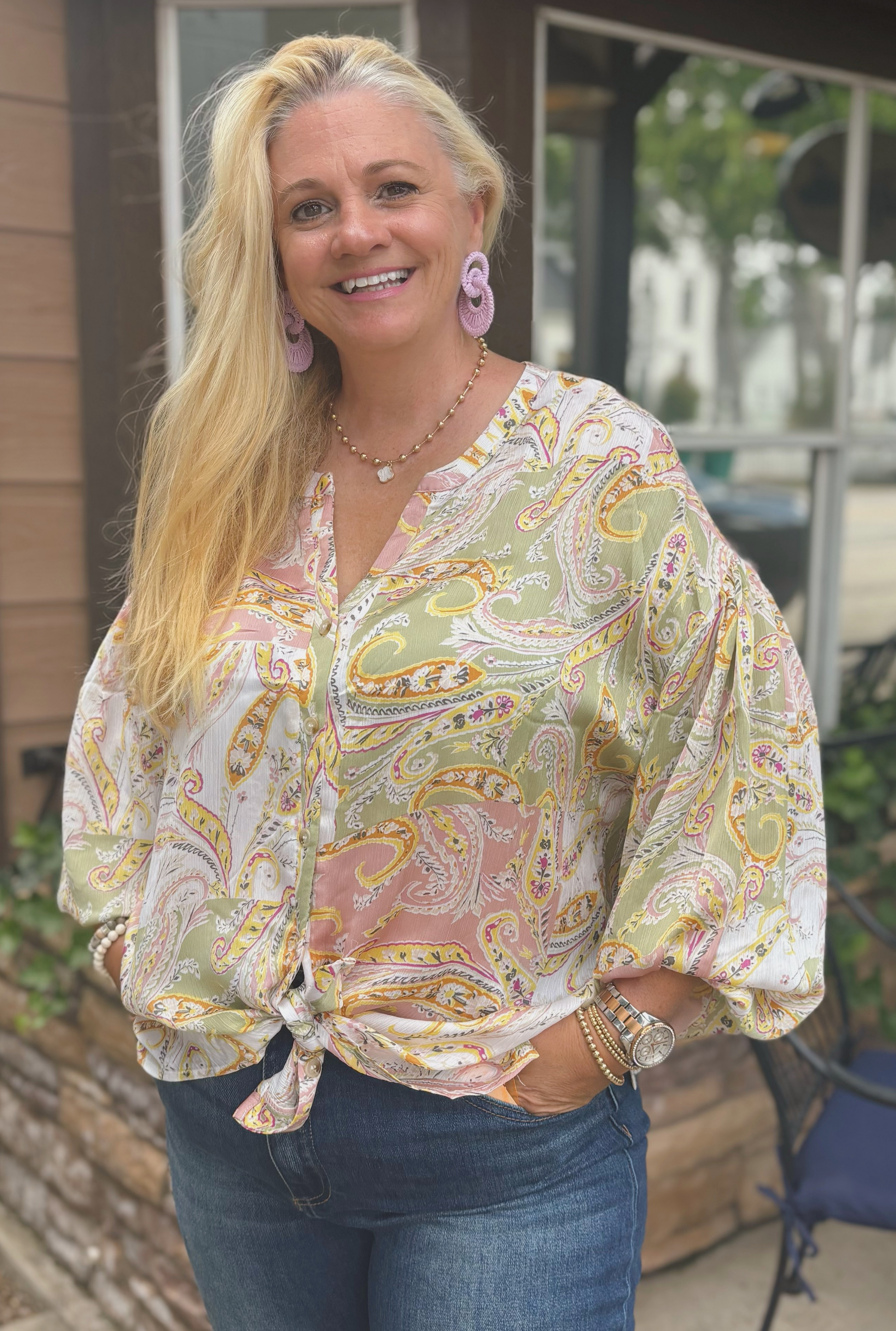 CURVY SAGE BLUSHED TOP