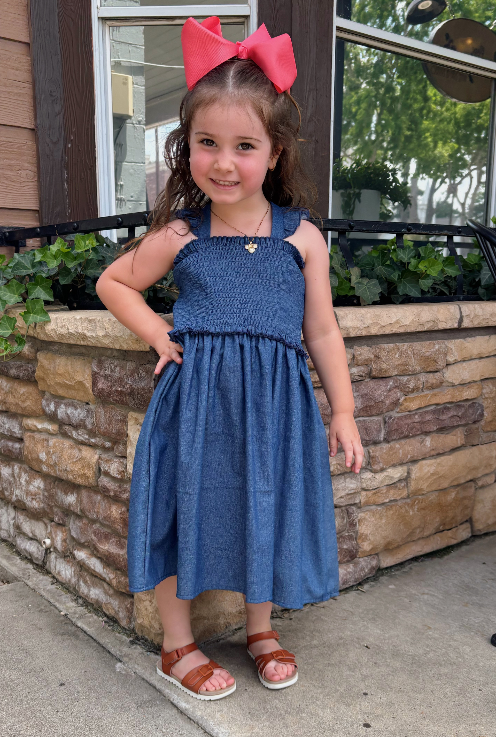 easter denim dress Wholesale Bunny Dreams Ruffle Denim Easter Dress for your store