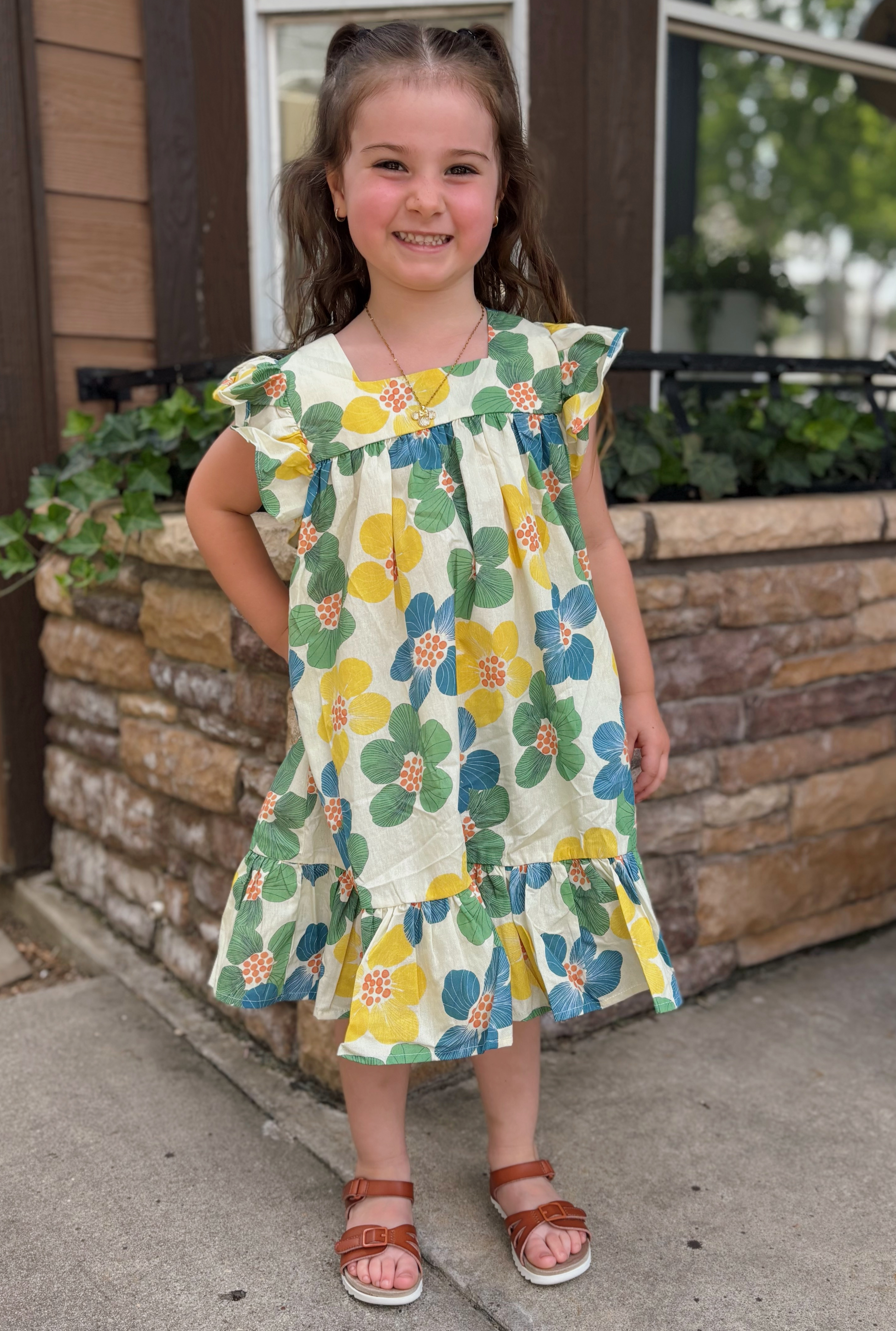 GIRL'S YELLOW FLORAL DRESS