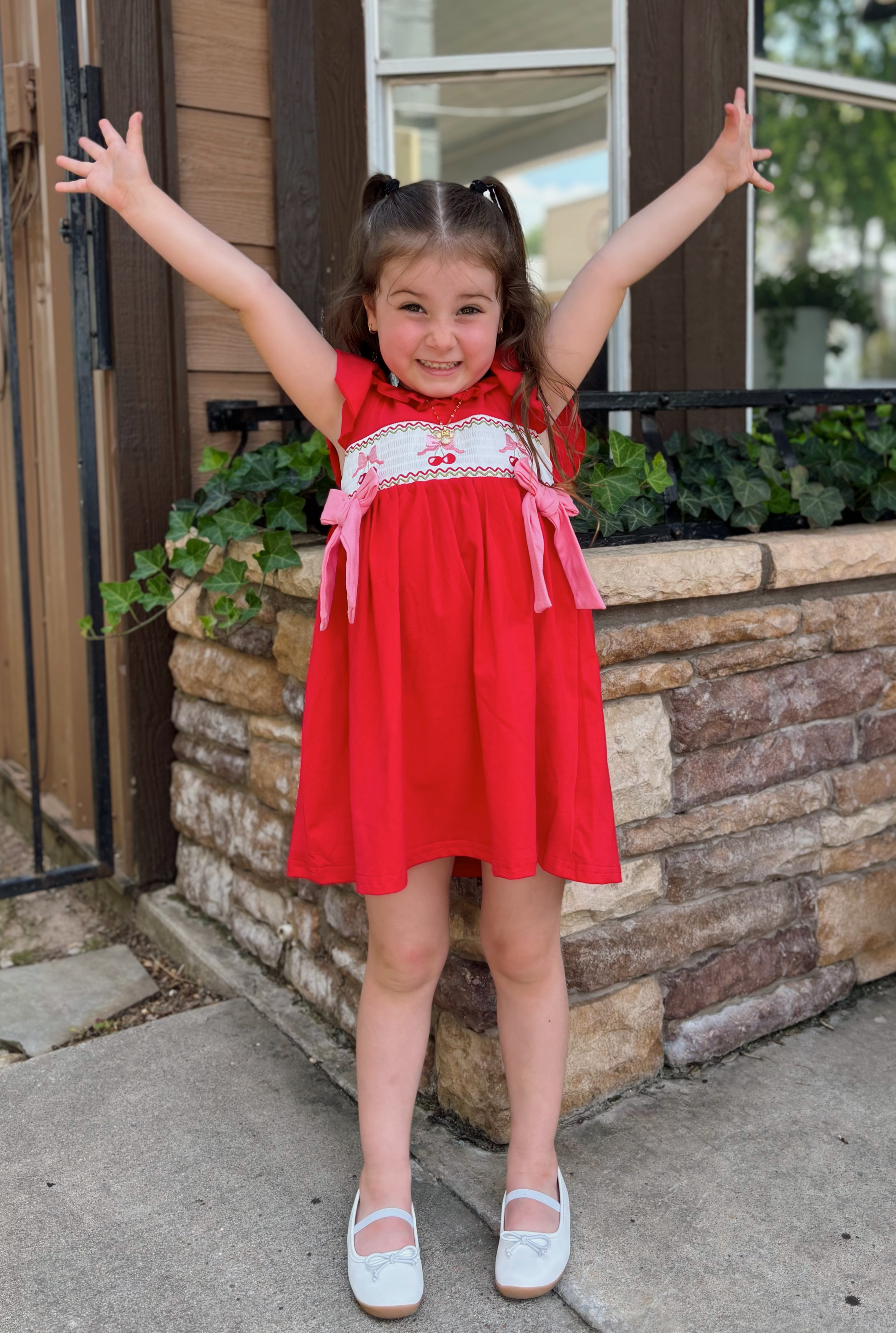 GIRL'S CHERRY BOW DRESS