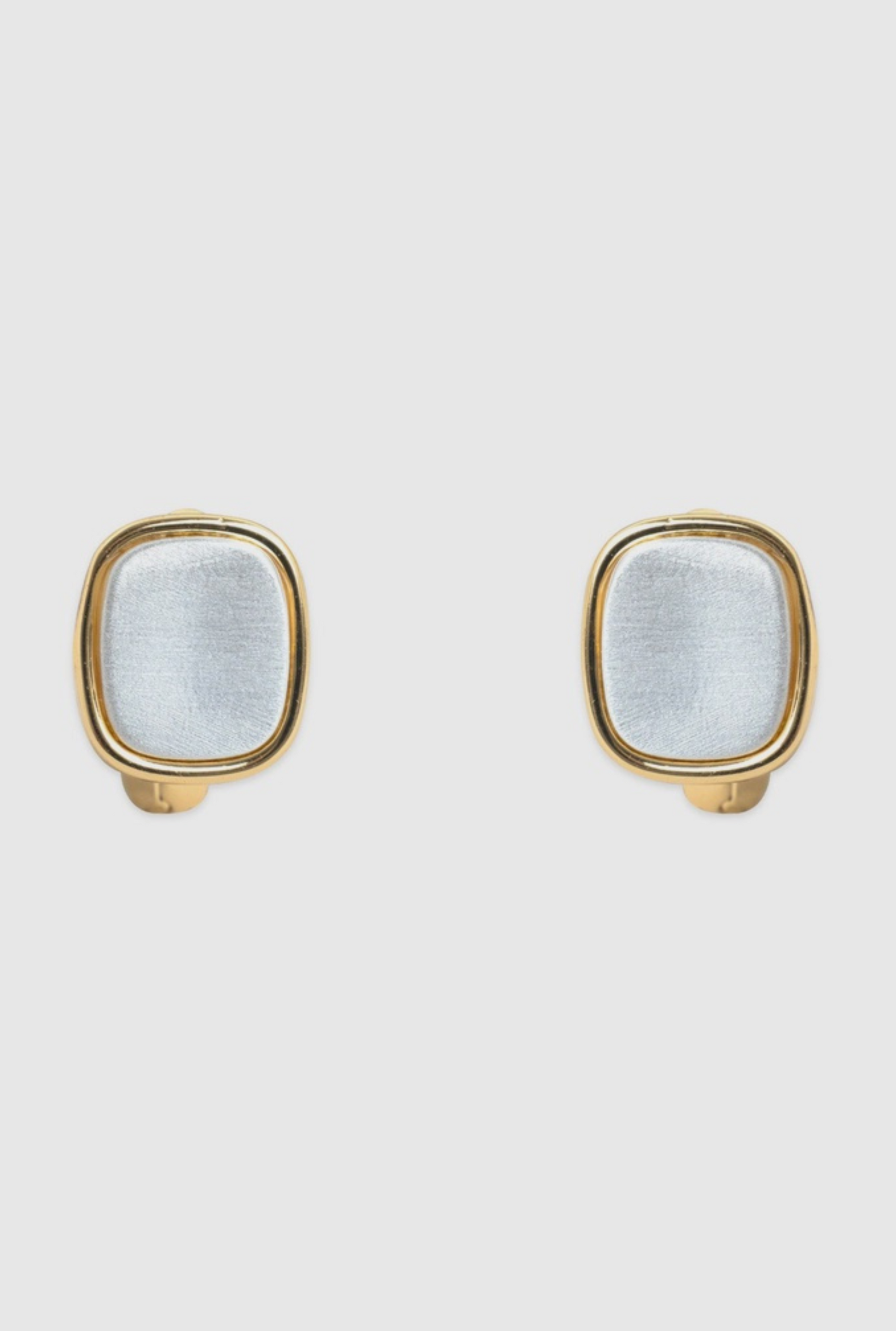 Two Tone Hand Brushed Square Stud Earrings