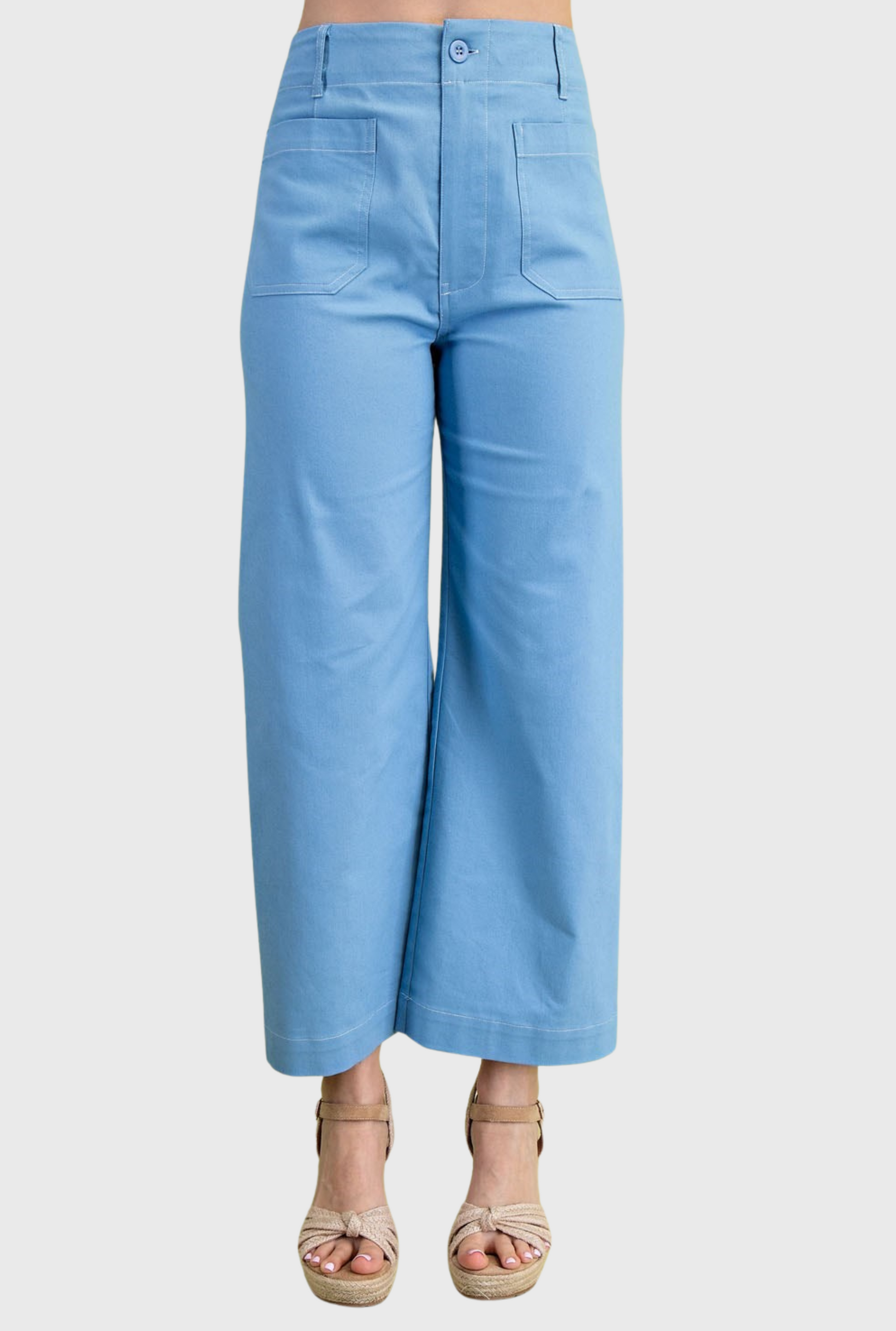 BLUE ANKLE CONTRACT STITCHING PANTS
