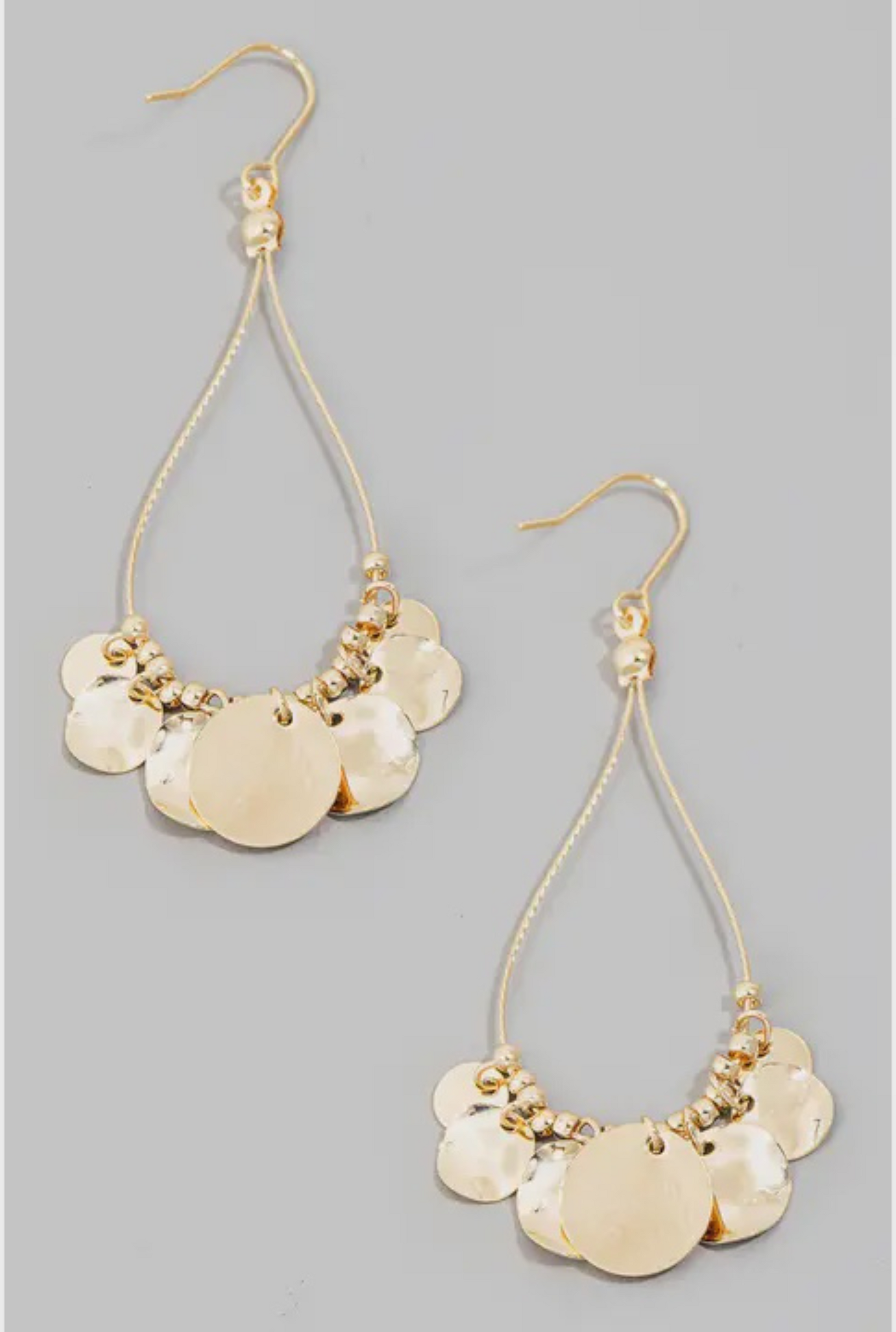 Coin Charms Tear Dangle Hook Earrings