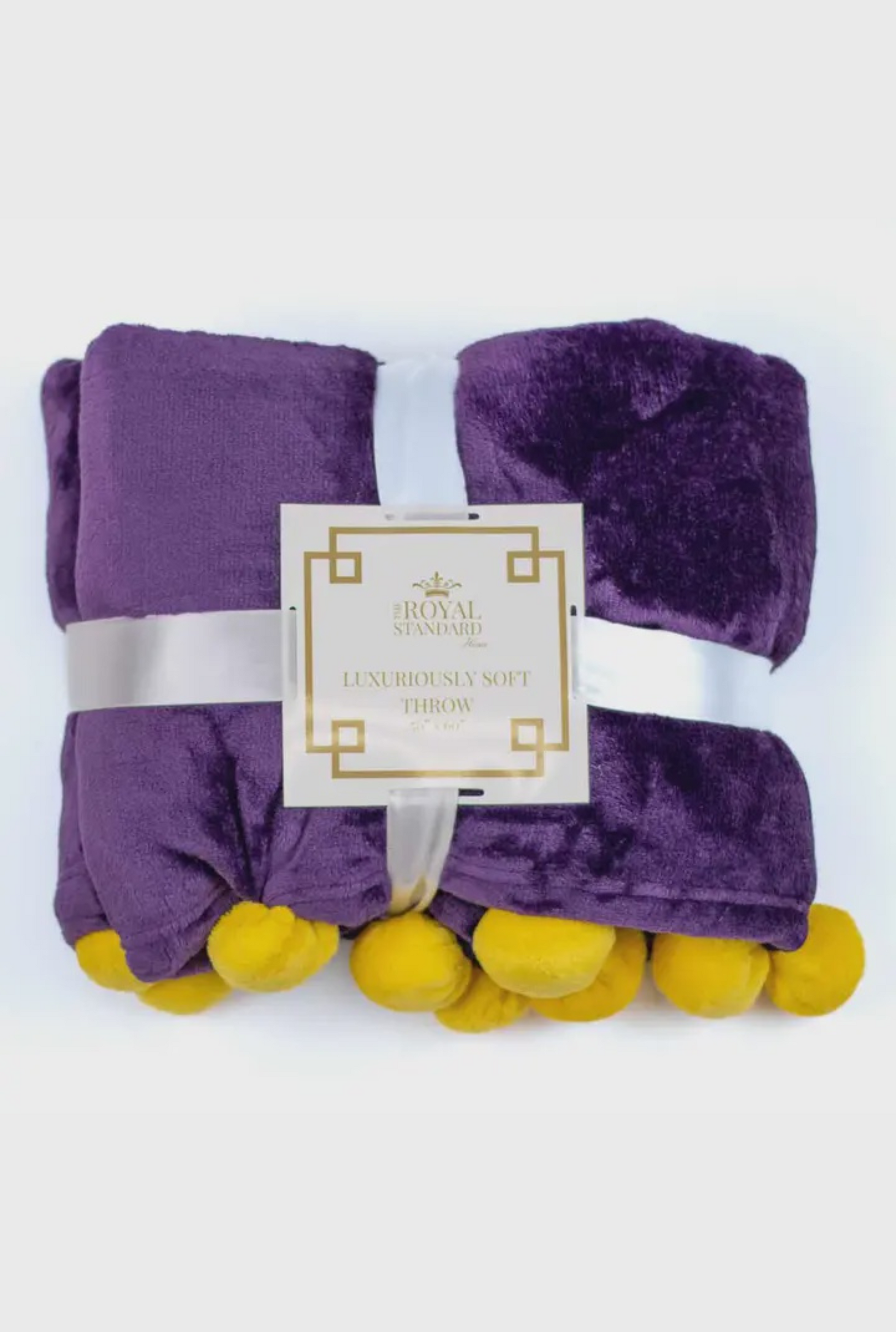Cozy Pom Pom Throw Purple/Yellow