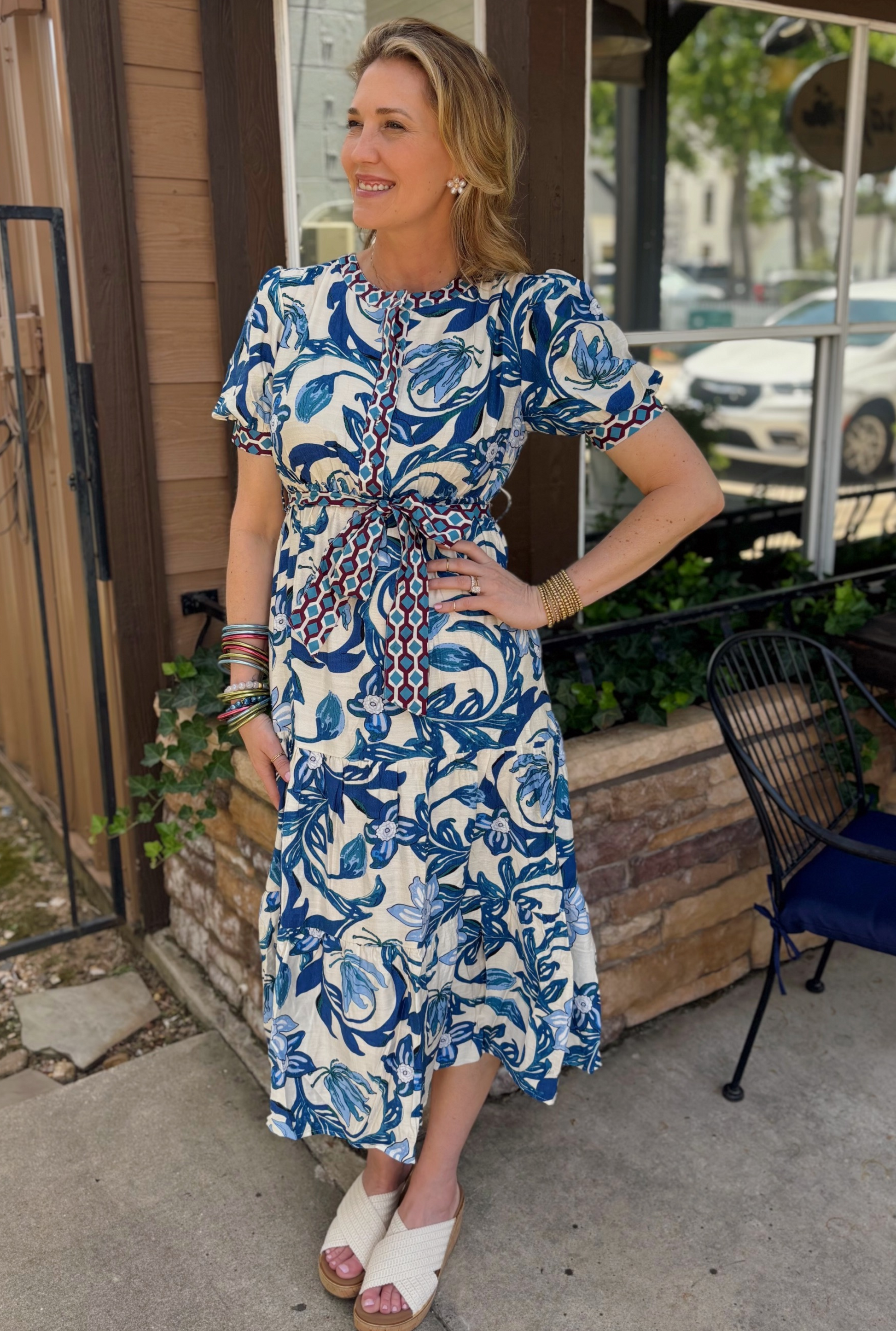 COBALT BLUE FLORAL RAIYA DRESS