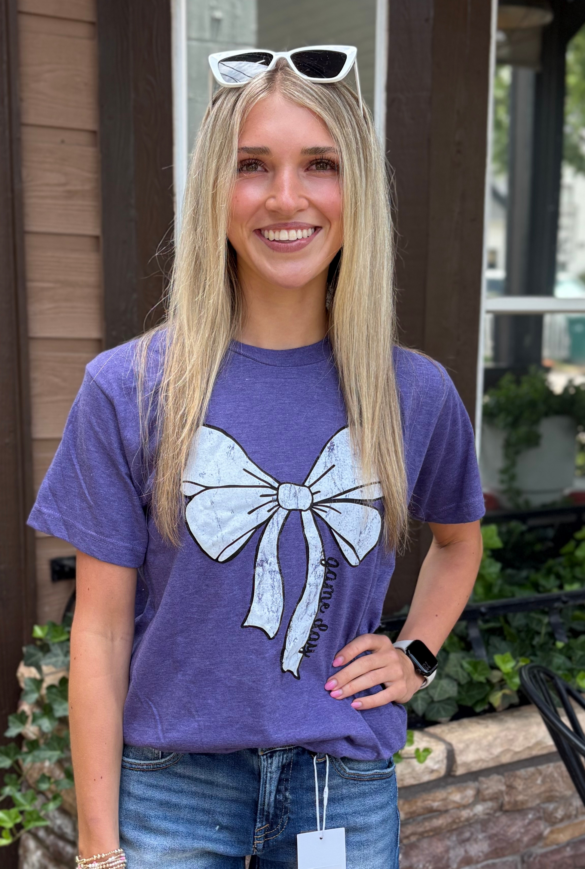 Purple Bow Tee