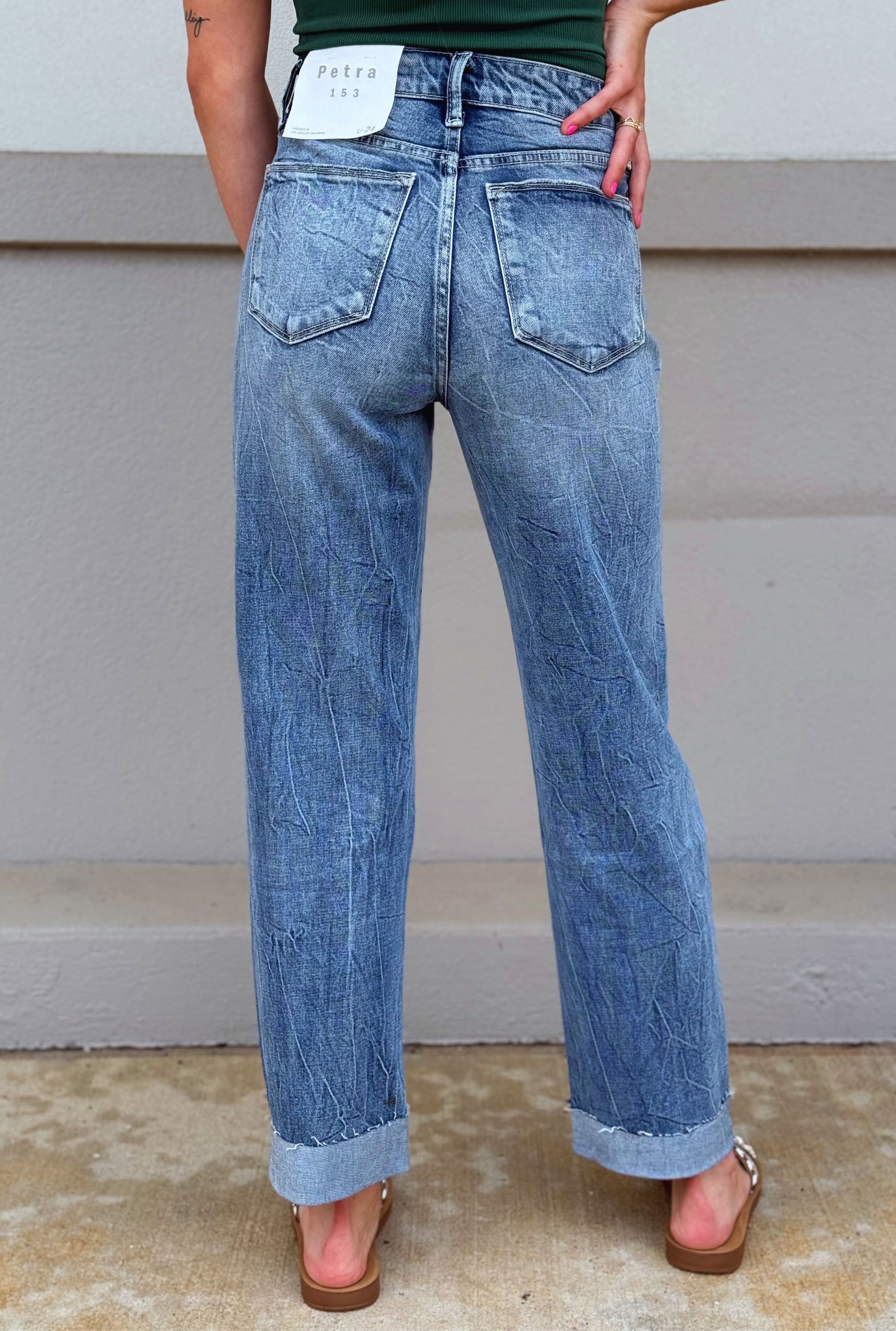 High Rise Comfort Baggy Straight w/ Cuffed Hem Jeans