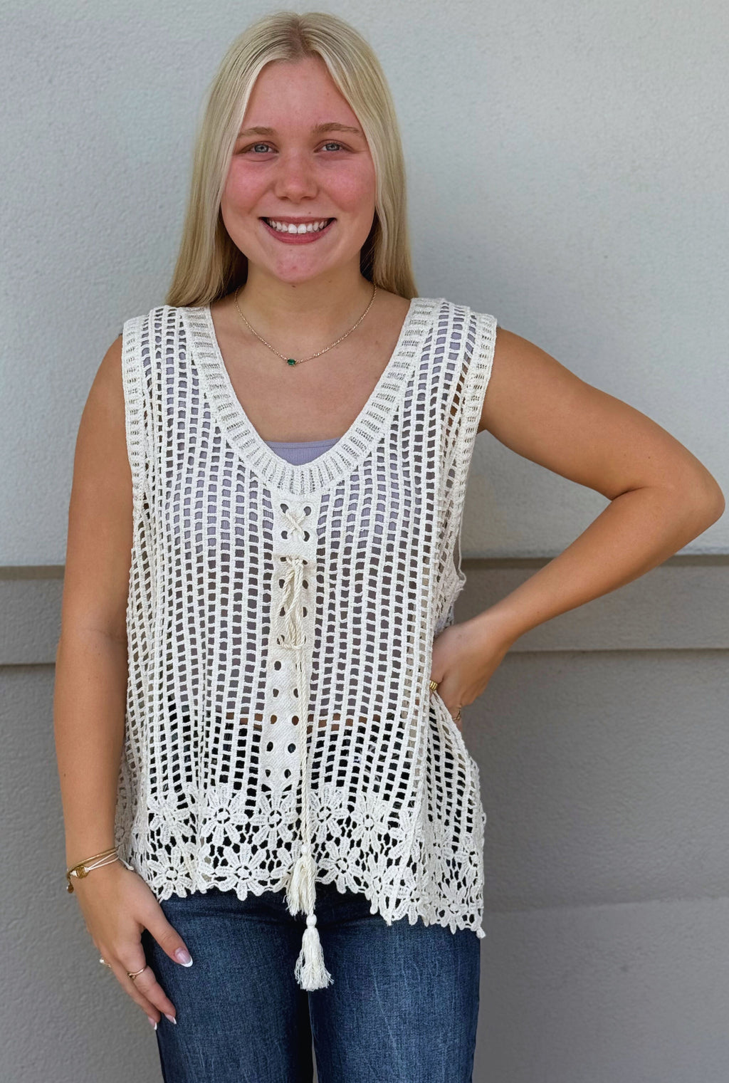 CREAM POL VEST