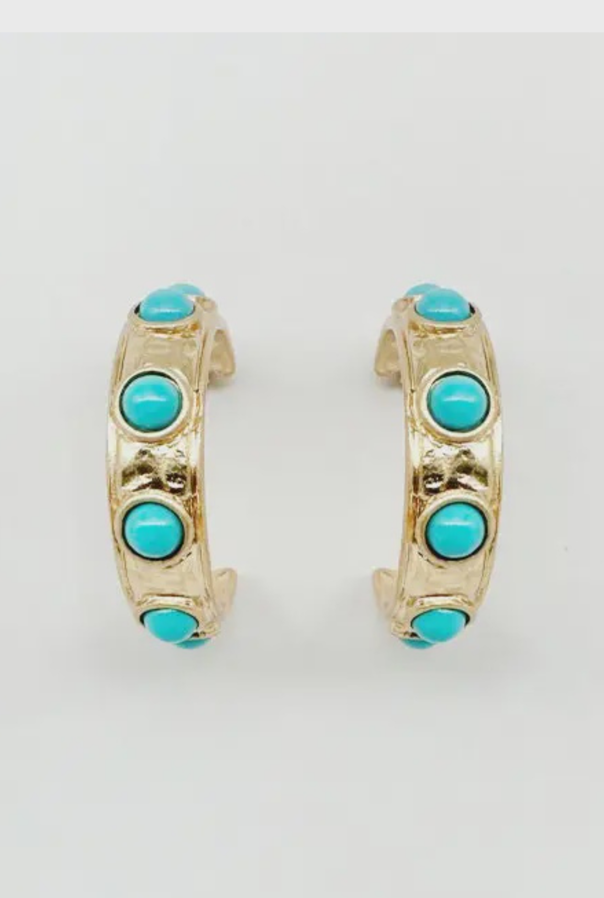 Gold Hoop with Turquoise Studded Accents Earring