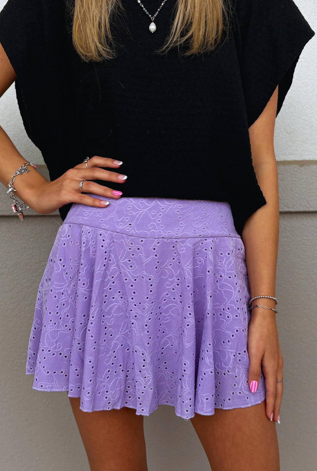 LAVENDER DETAILED TENNIS SKIRT