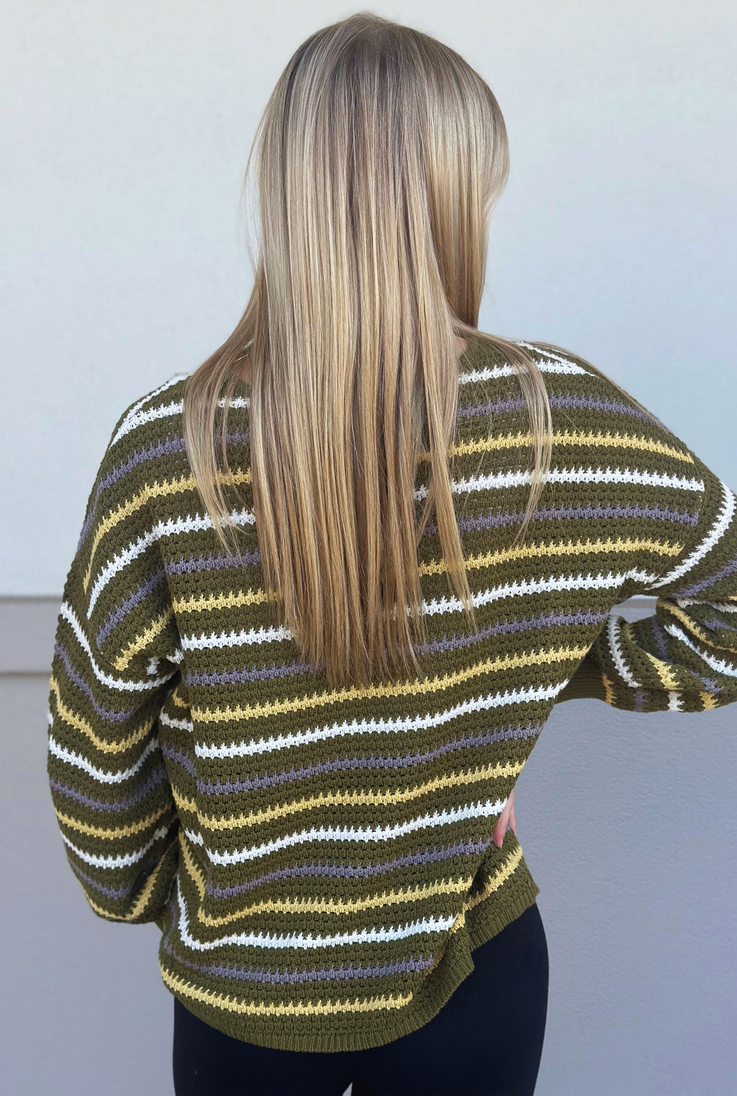 OLIVE STRIPED SWEATER