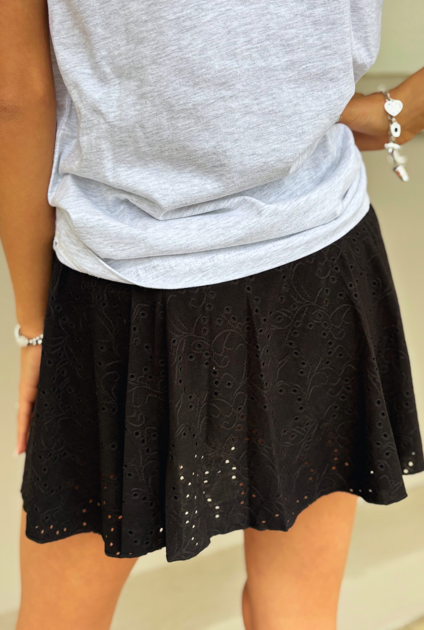 BLACK DETAILED TENNIS SKIRT