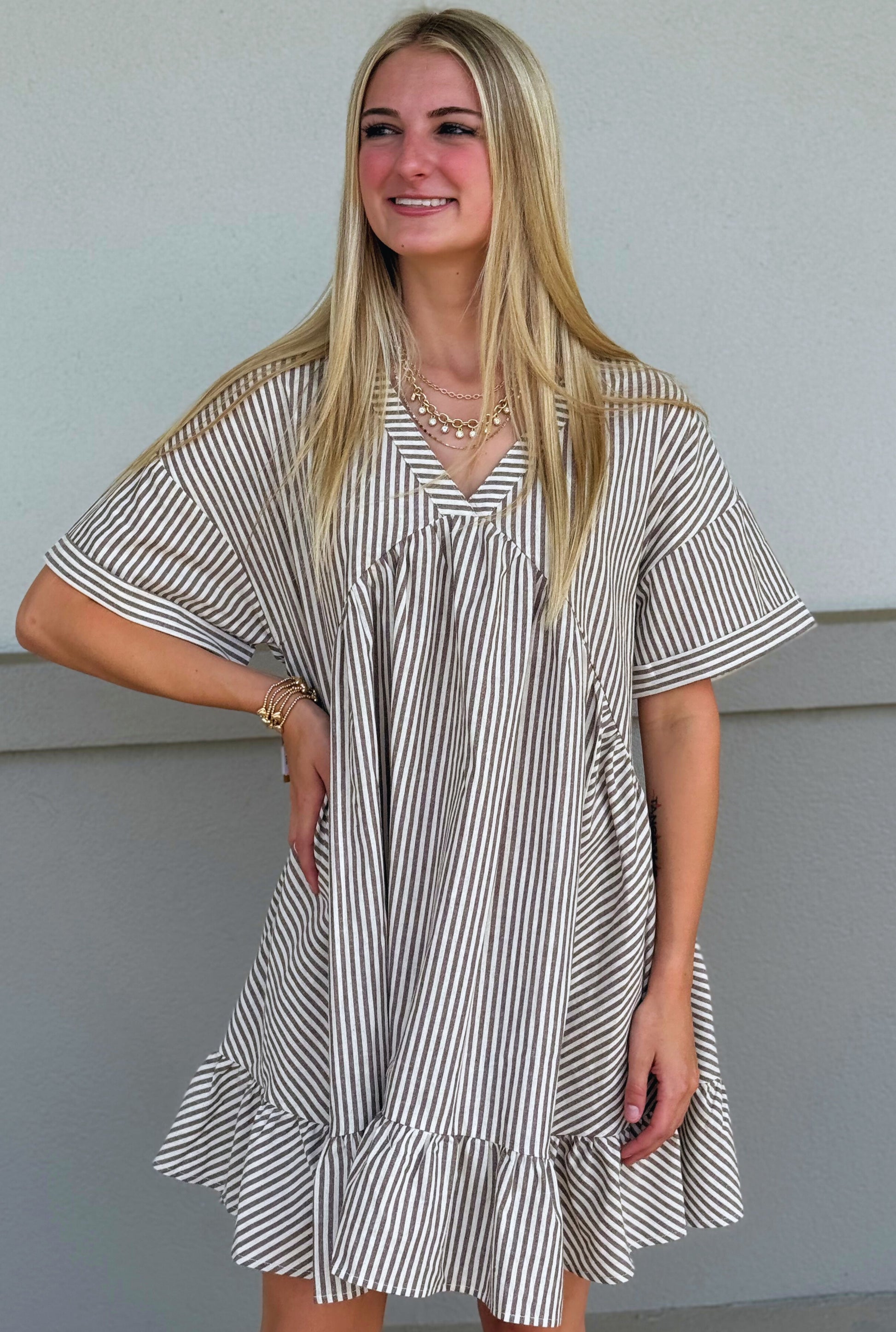 TAUPE EVELYN DRESS