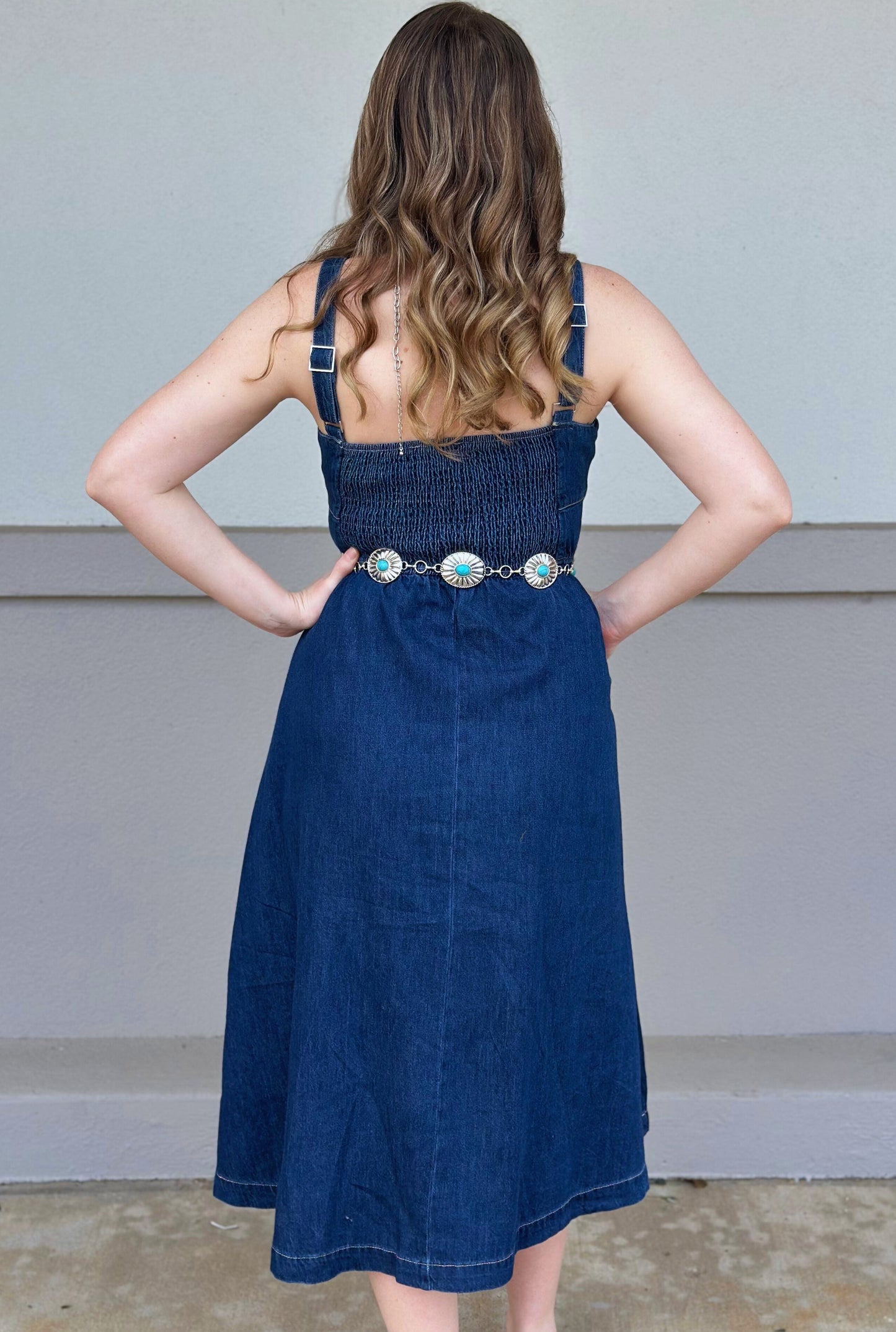 DENIM LACE UP DRESS