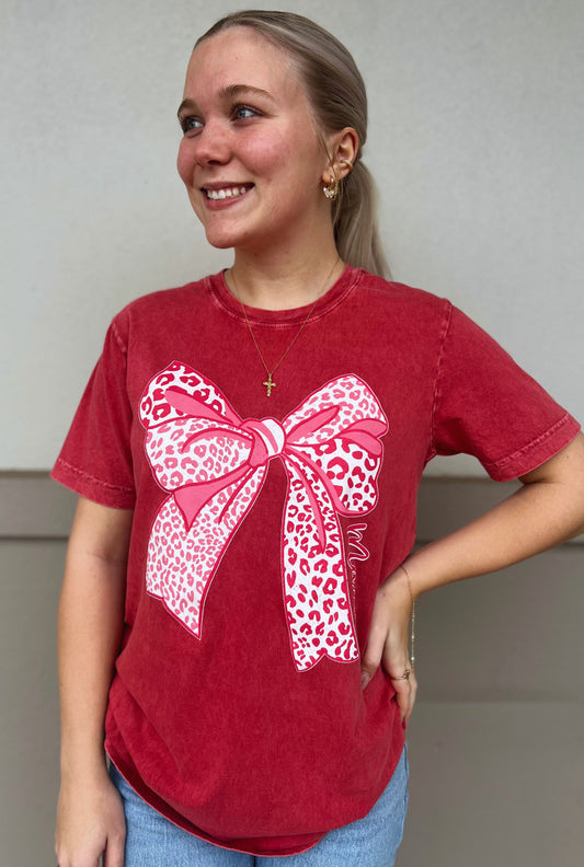 LEOPARD BOW GRAPHIC TEE