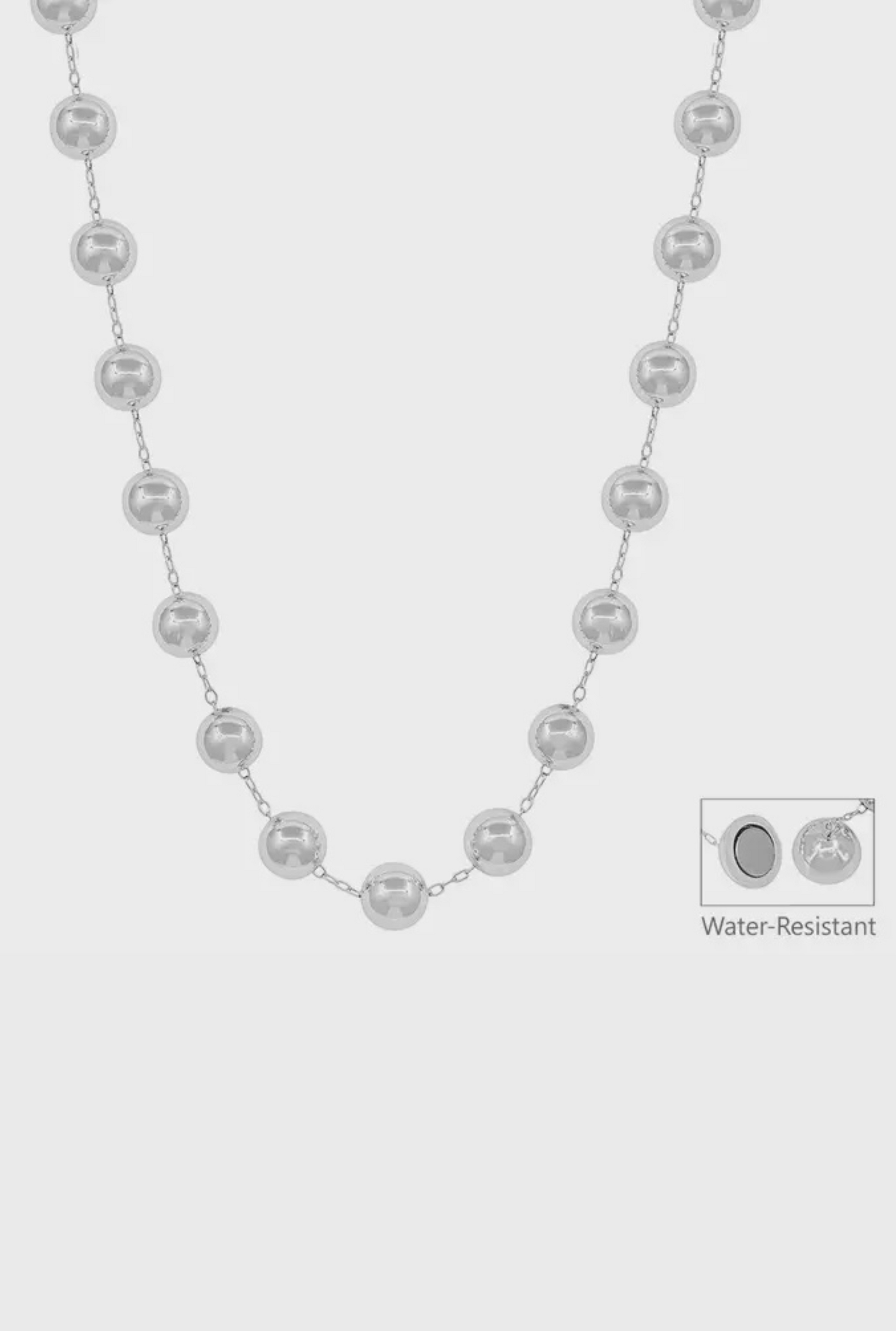 Water Resistant 12mm Silver with Silver Chain 18" Necklace