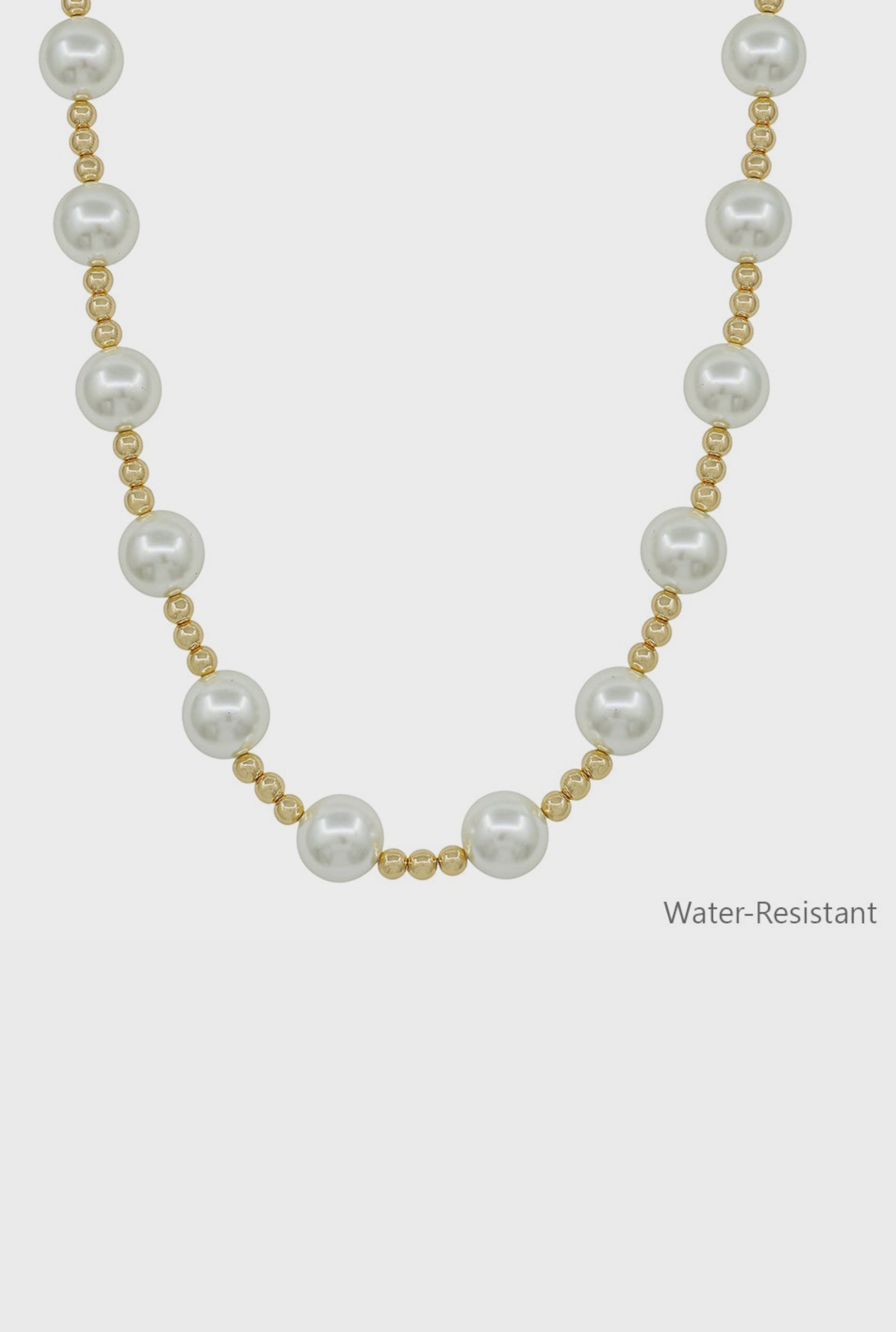 Water Resistant Large Pearl Beaded Chain Necklace