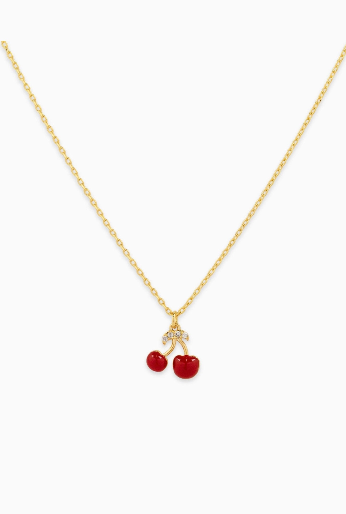 Cherry Cz Fruit Pendant Necklace